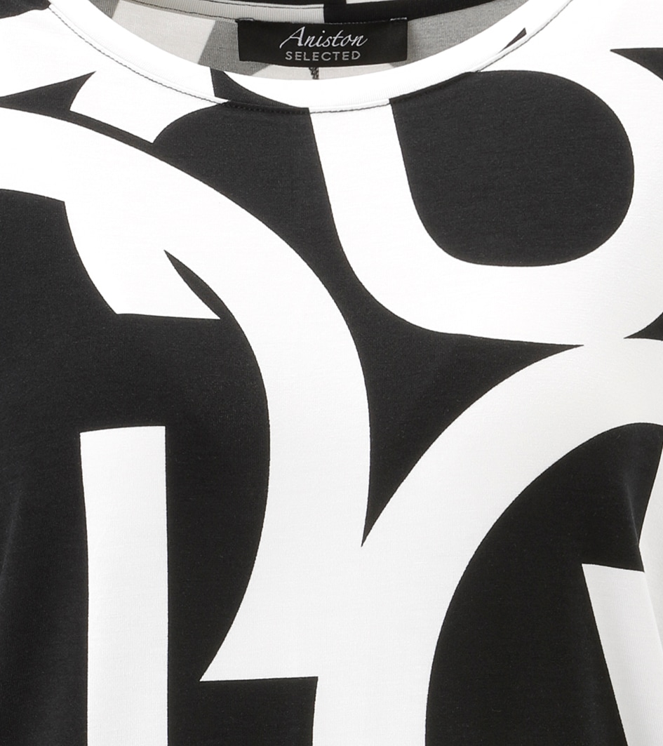 Aniston SELECTED 3/4-Arm-Shirt mit Grafikdruck und grossflächigem Buchstabenmuster - NEUE KOLLEKTION