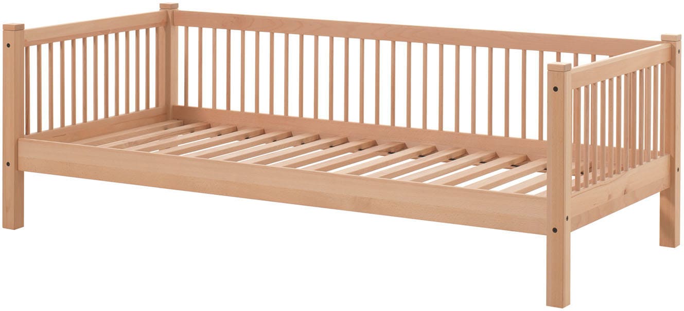 Image of Vipack Daybett "Forrest mit Sprossenumrandung Ideal als Einzel- oder Gästebett" Liegefläche 90/200 cm, inkl. Rolllattenrost, Pfostenstärke 55x55 mm, stabil und hochwertig gebaut, massiv Buche natur lackiert