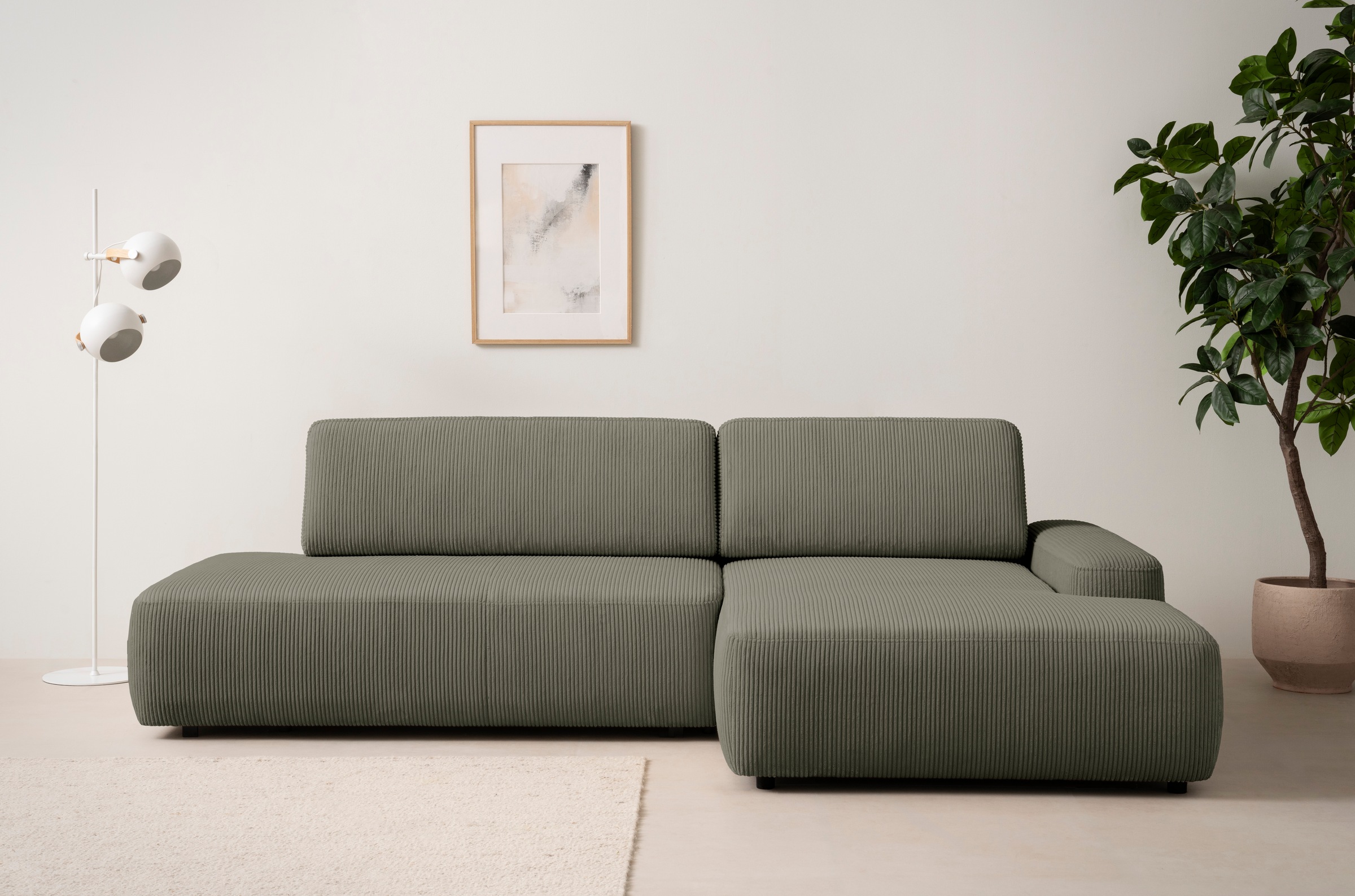 Home affaire Canapé d'angle »TORGE, Schlafsofa Cord, Samtvelours u. Strukur fein, Couch in L-Form« Schlaffunktion und Bettkasten, Liegefläche: 210x125 cm, neues Design
