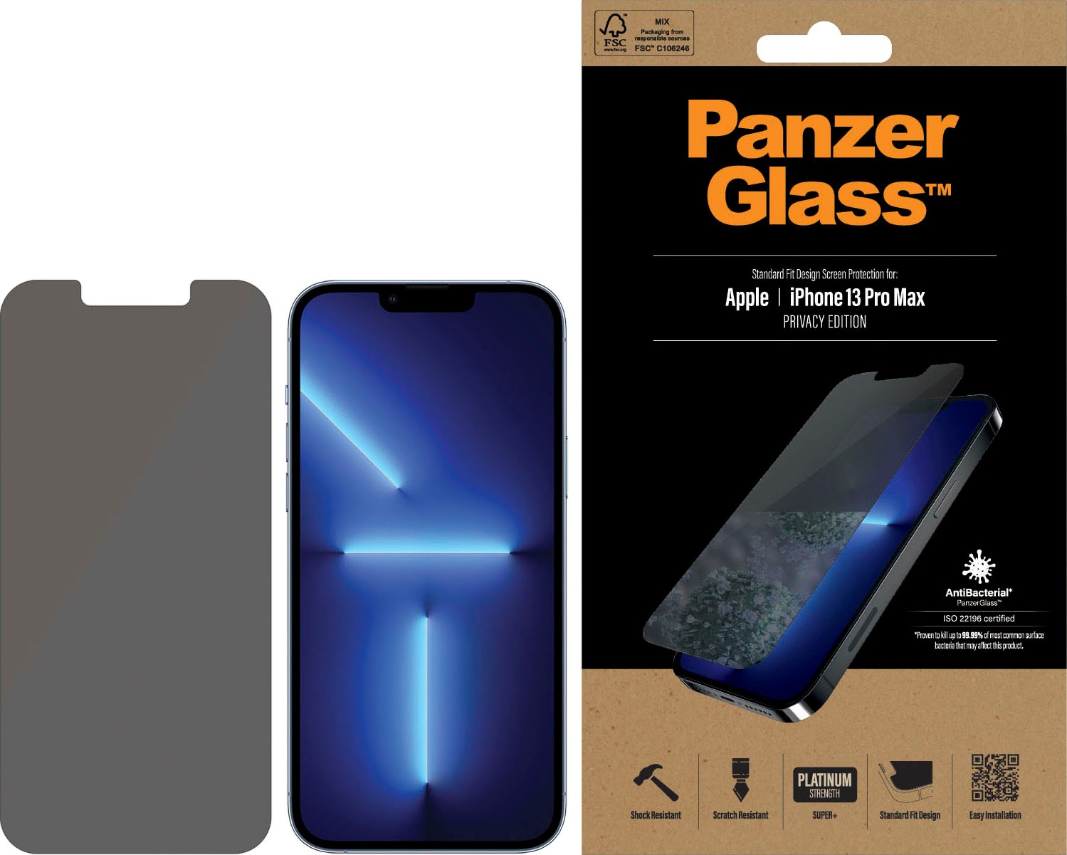 Image of PanzerGlass Displayschutzfolie »PanzerGlass Standard Fit Privacy (Antibakeriell) für iPhone 13 Pro Max« bei Ackermann Versand Schweiz