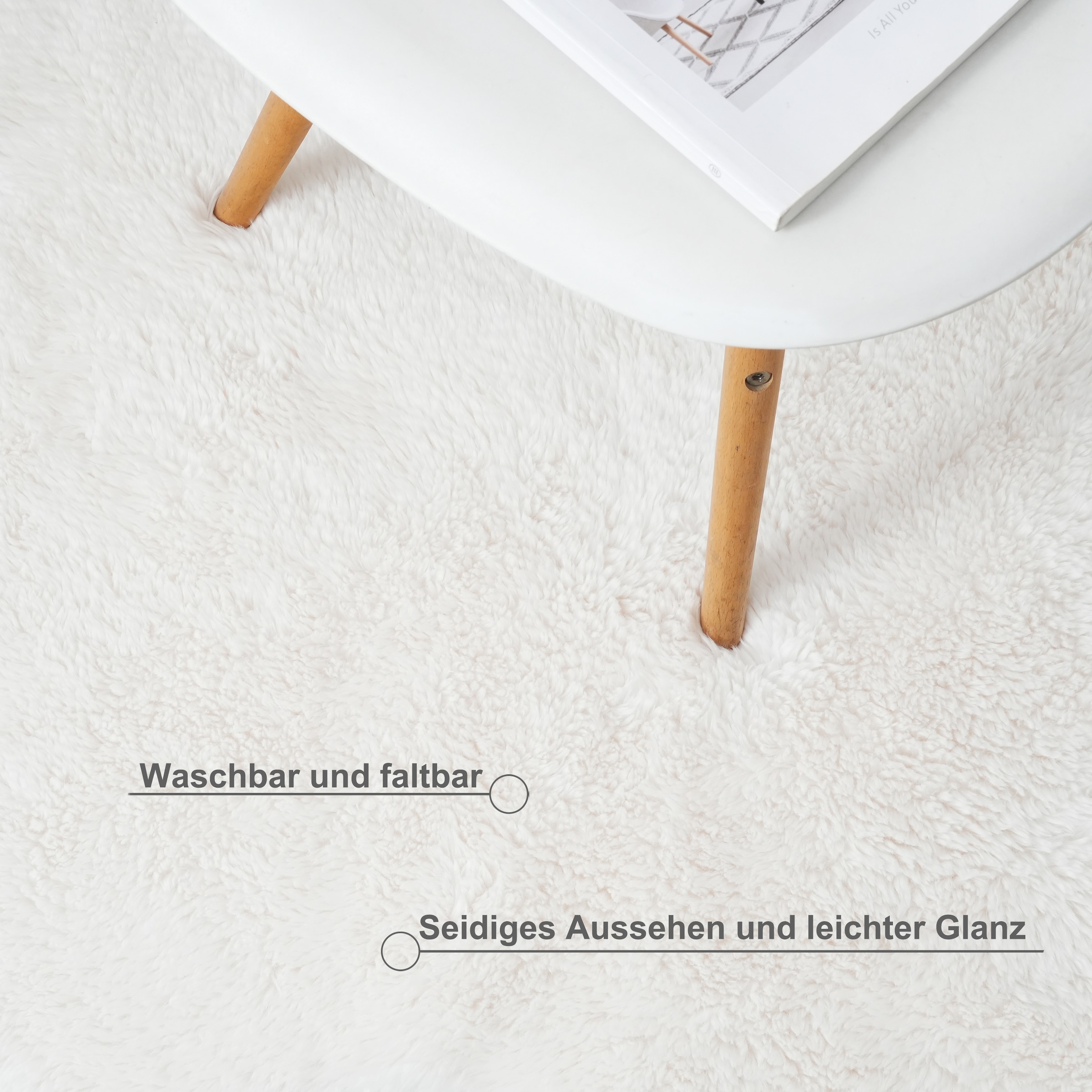GOODproduct Hochflor-Teppich »Mollin, Fellform, leichter Glanz« rechteckig 30 mm Höhe Kunstfell, Fellimitat, waschbar, flauschig, weich, Wohnzimmer