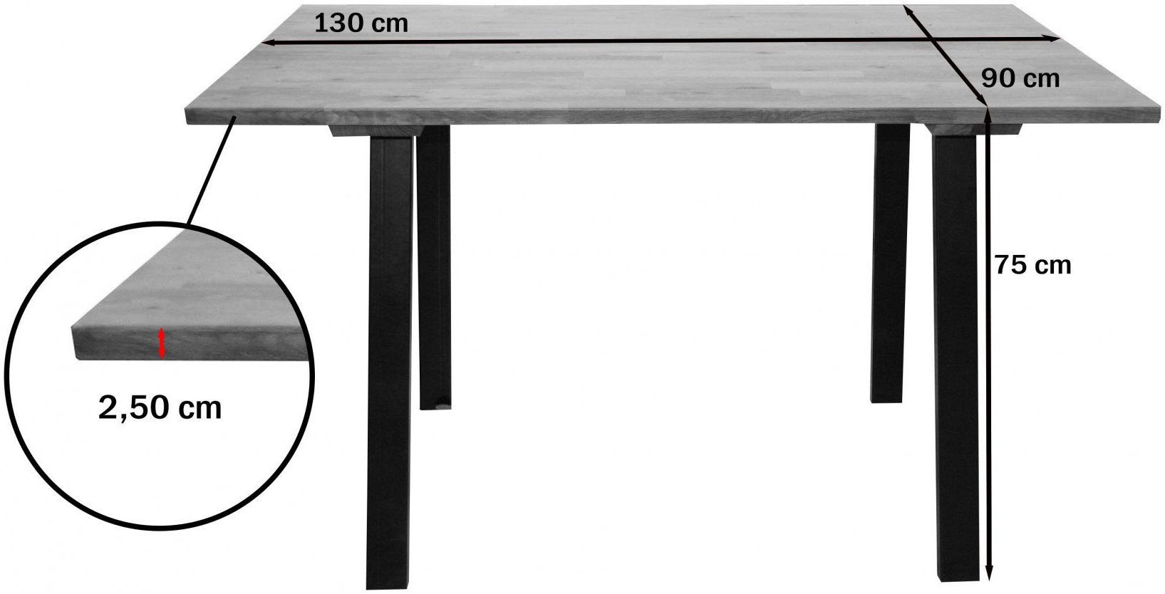 Home affaire Ensemble de bancs d'angle »Sava« Set, 4 cuis tlg. Eckbank mit Wellenfederung im Sitz, Tisch Massiv Eiche