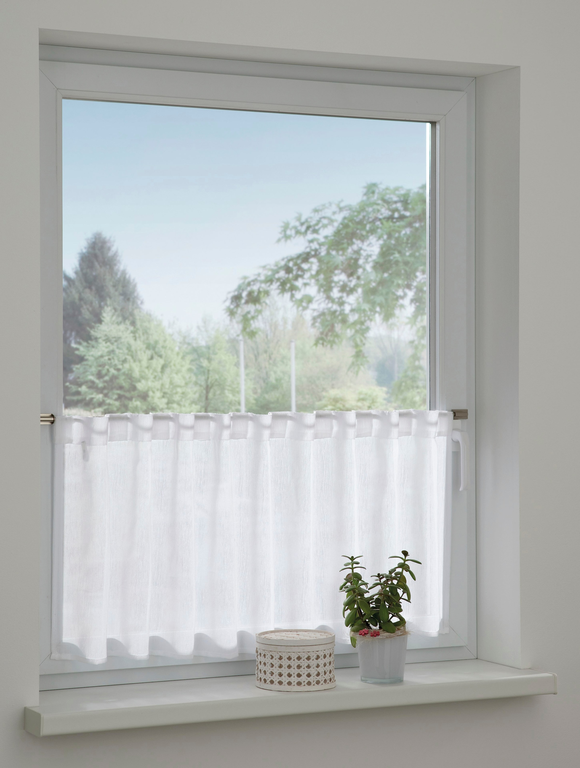 Image of GARDINIA Gardine "Bistrogardine Jacquard-Voile" 1 Stk. tlg. transparent, Polyester, Stoff Jaquard-Voile