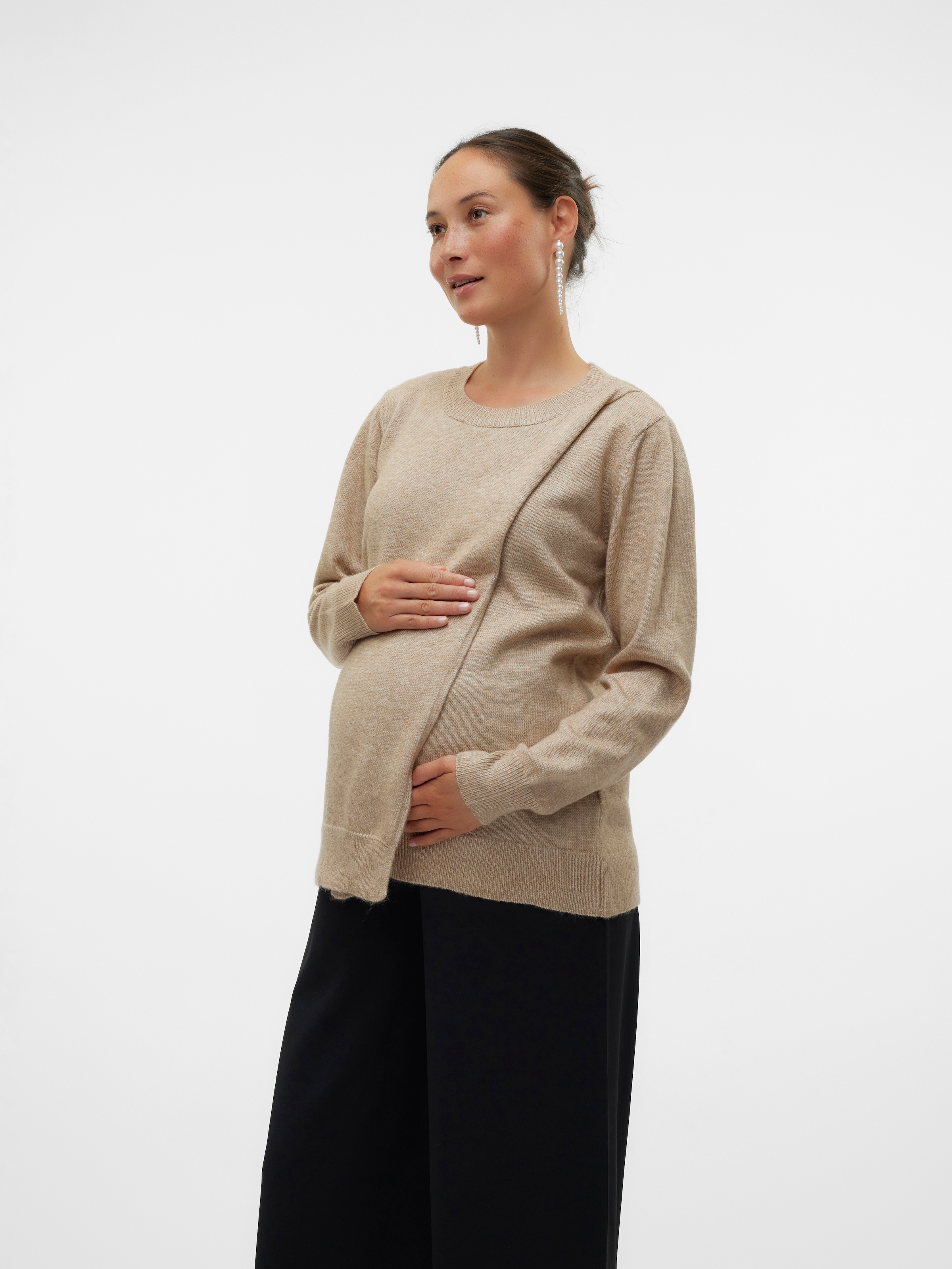 Image of Mamalicious Strickpullover "MLNEWANNE IRIS L/S KNIT TOP 2F NOOS" Kunstfaser, regular fit