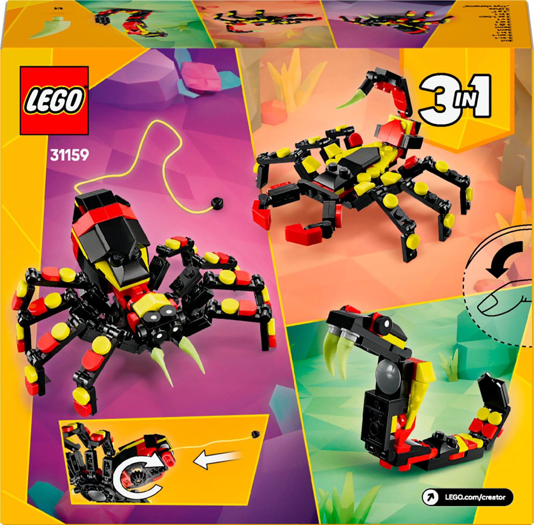 LEGO® Konstruktionsspielsteine »Wilde Tiere: Überraschungsspinne (31159), LEGO Creator« Made in Europe