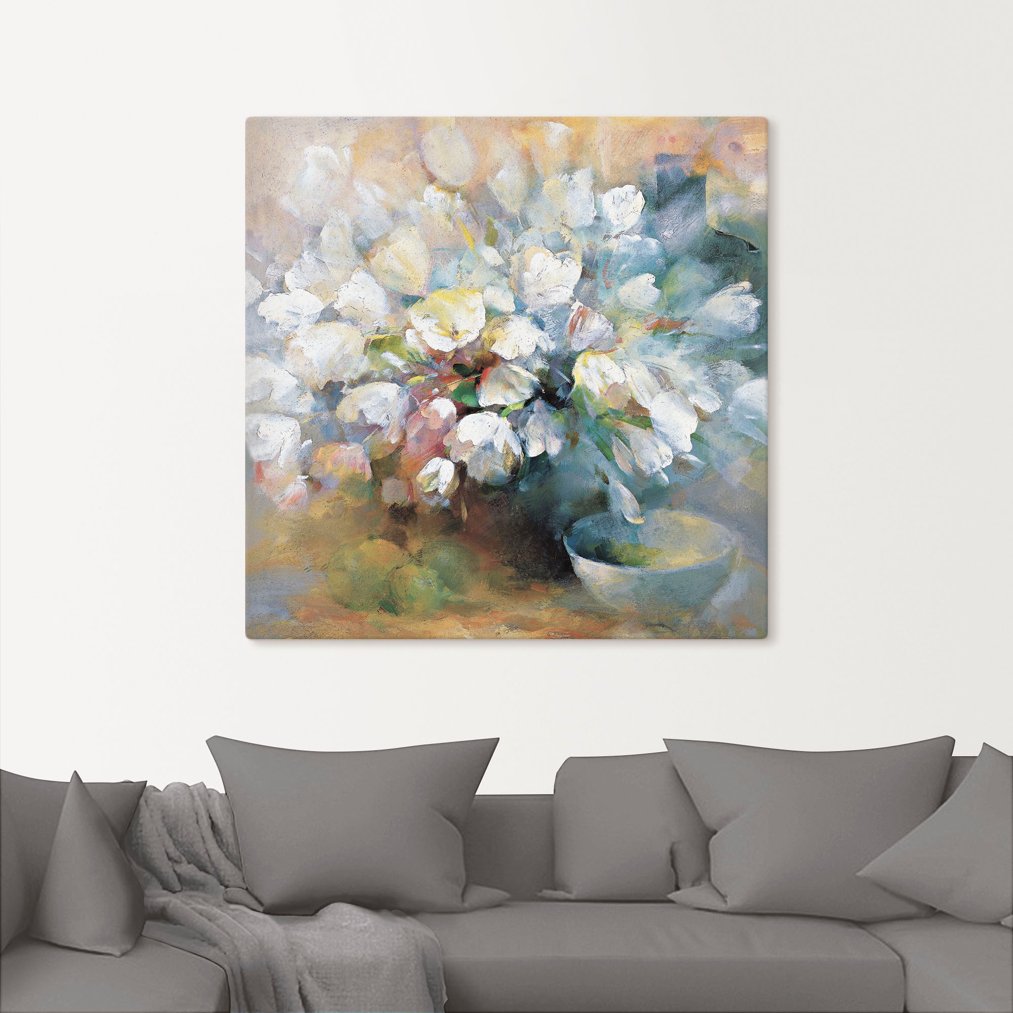 Artland Leinwandbild »Strahlend weisse Tulpen I«, Blumen, (1 St.), auf Keilrahmen gespannt
