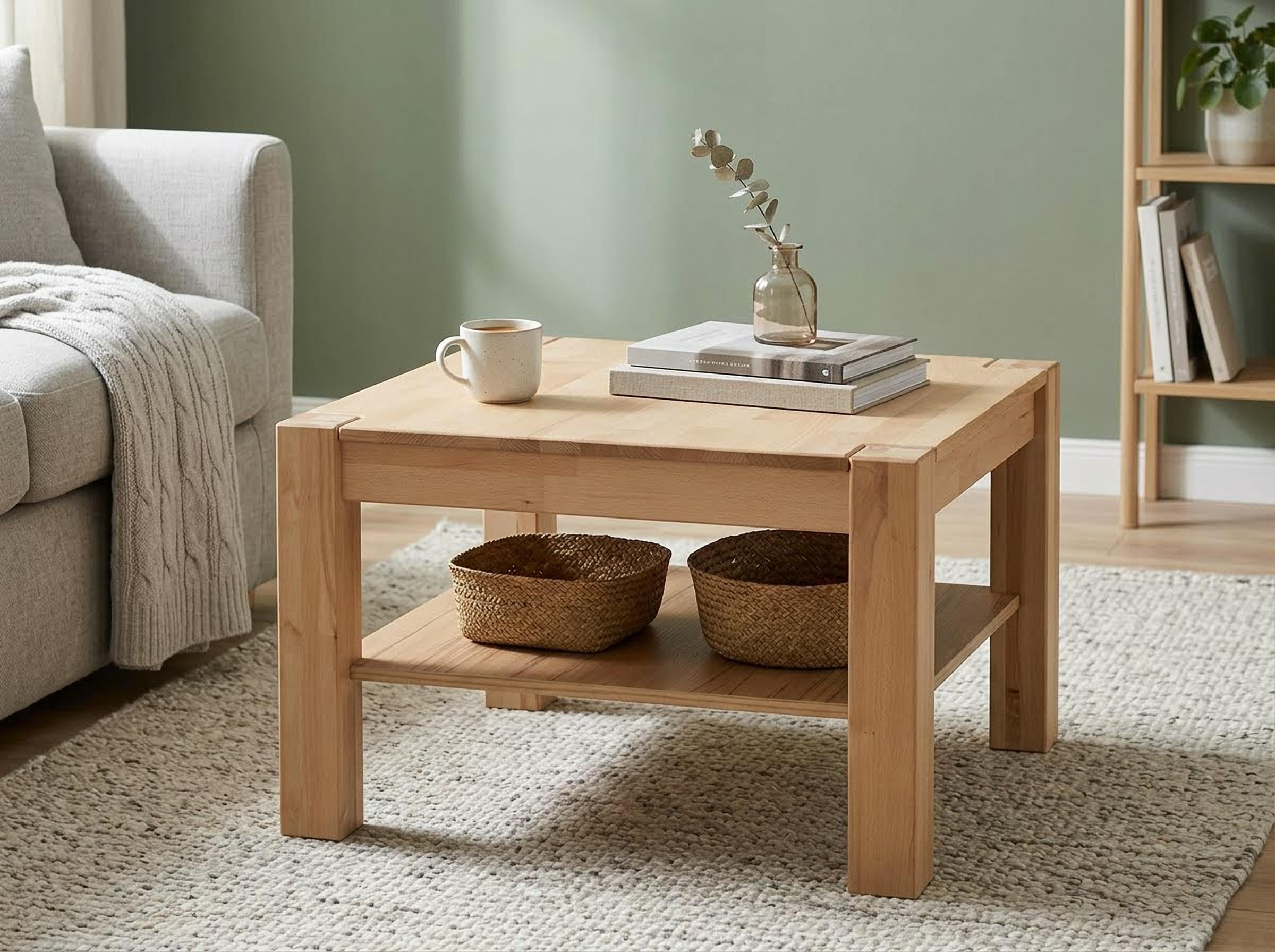 VOGL Möbelfabrik Couchtisch »Toronto« in 2 Grössen, mit Ablageboden, teilmassiv, Höhe 46 cm, Made in Germany