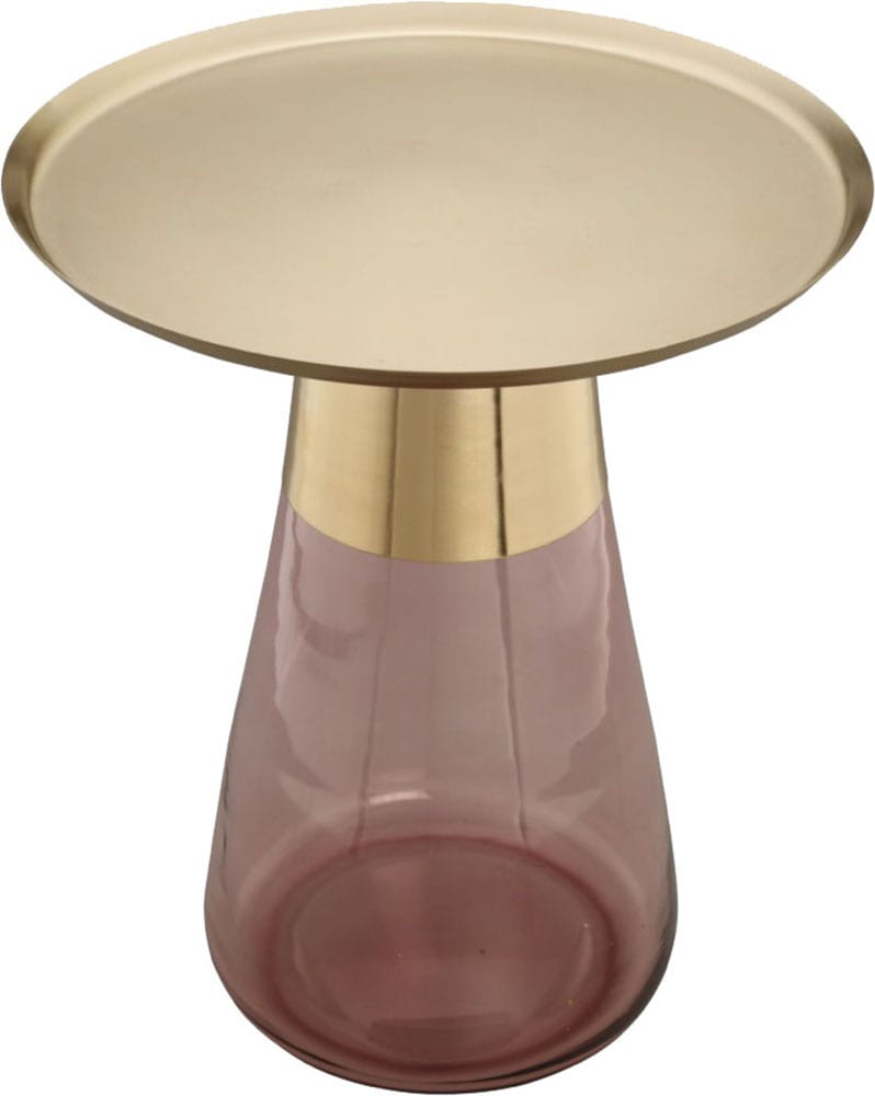 Kayoom Beistelltisch »Roman 225, mundgeblasener Glaskorpus«, (1 St.), mundgeblasener Glaskorpus, Retro-Design, goldfarbenene Metall-Tischplatte