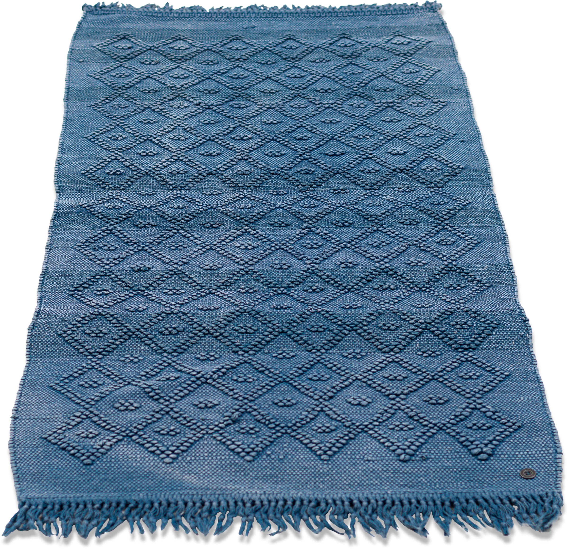 Image of TOM TAILOR HOME Badematte "Vintage Wash, Badvorleger, Badezimmer Teppich" Höhe 6 mm fussbodenheizungsgeeignet Badteppich, Uni Farben, Rauten Muster, mit Fransen, reine Baumwolle
