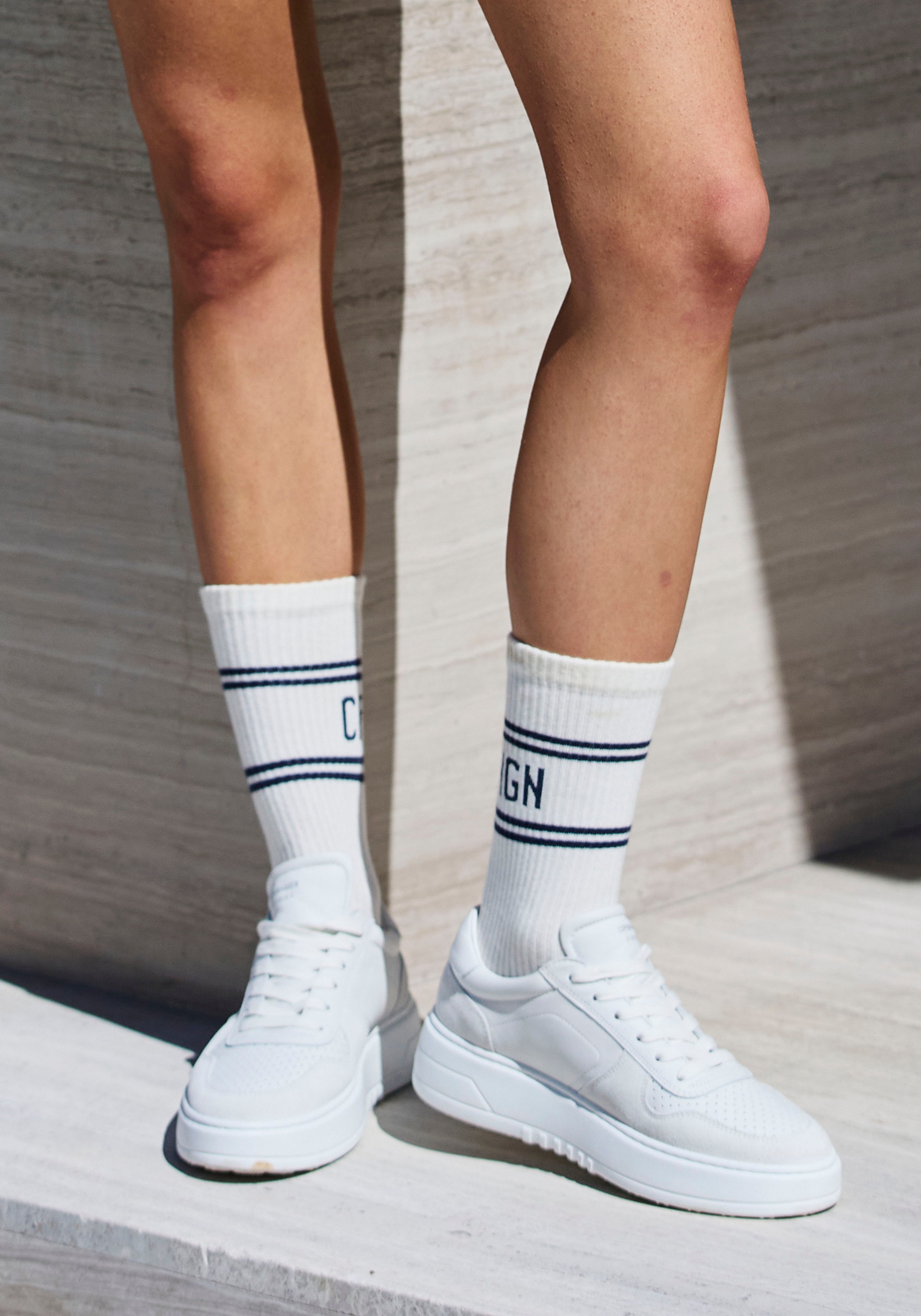 Copenhagen Studios Chaussettes longues Packung, 2 cuis tlg. mit Pikeé-Struktur unter der Sohle