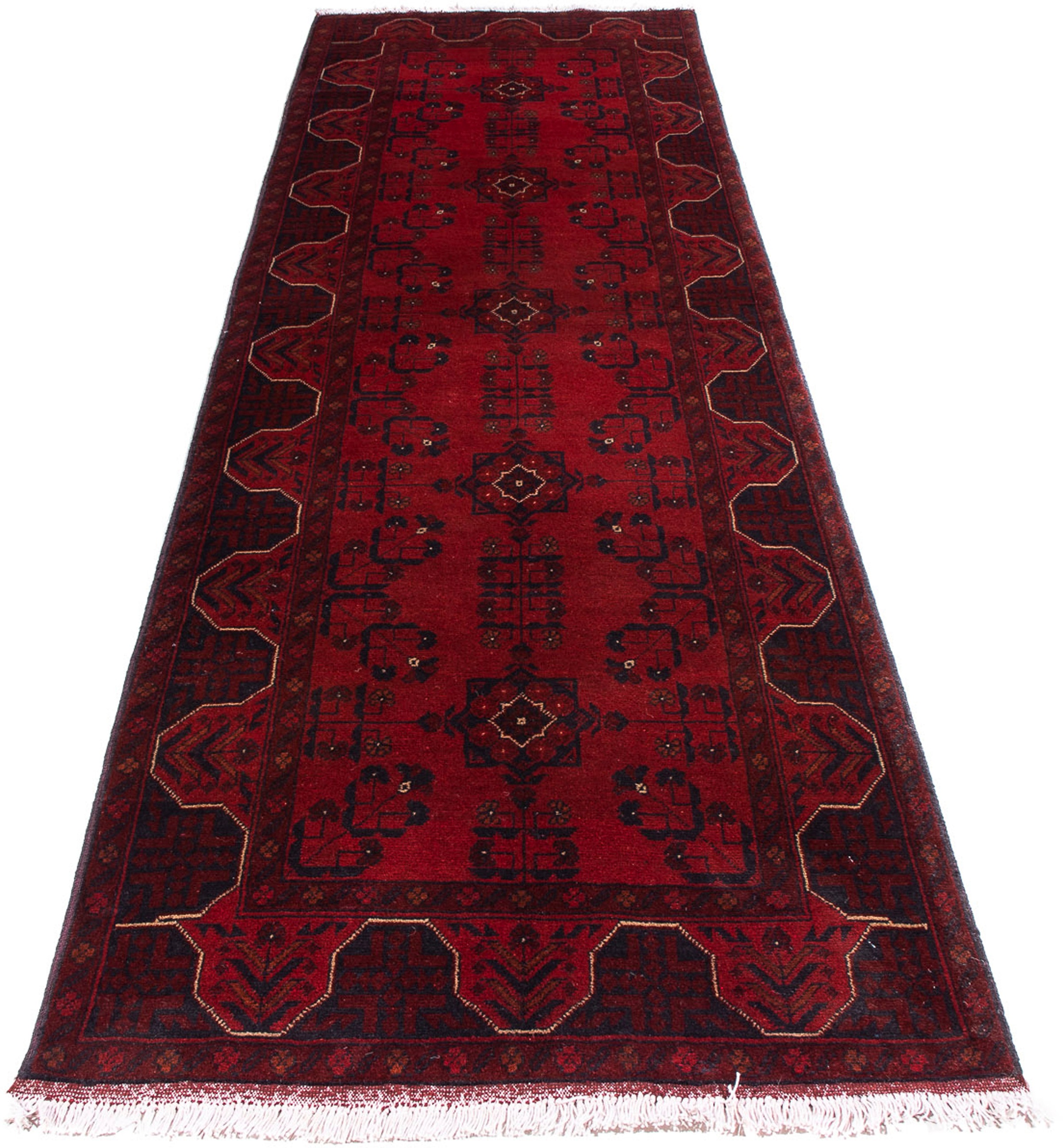 Image of morgenland Orientteppich »Afghan - Kunduz - 298 x 82 cm - dunkelrot«, rechteckig, 7 mm Höhe, Wohnzimmer, Handgeknüpft, Einzelstück mit Zertifikat bei Ackermann Versand Schweiz