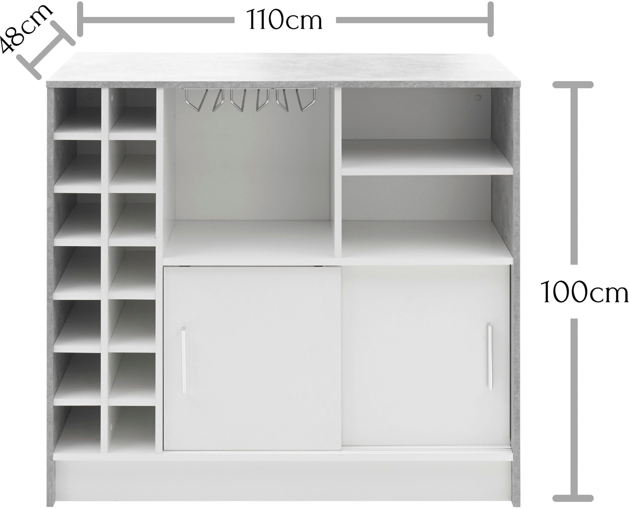 HBZ Bartisch »Planter«, Beton Dekor, Tisch mit Flaschenregal