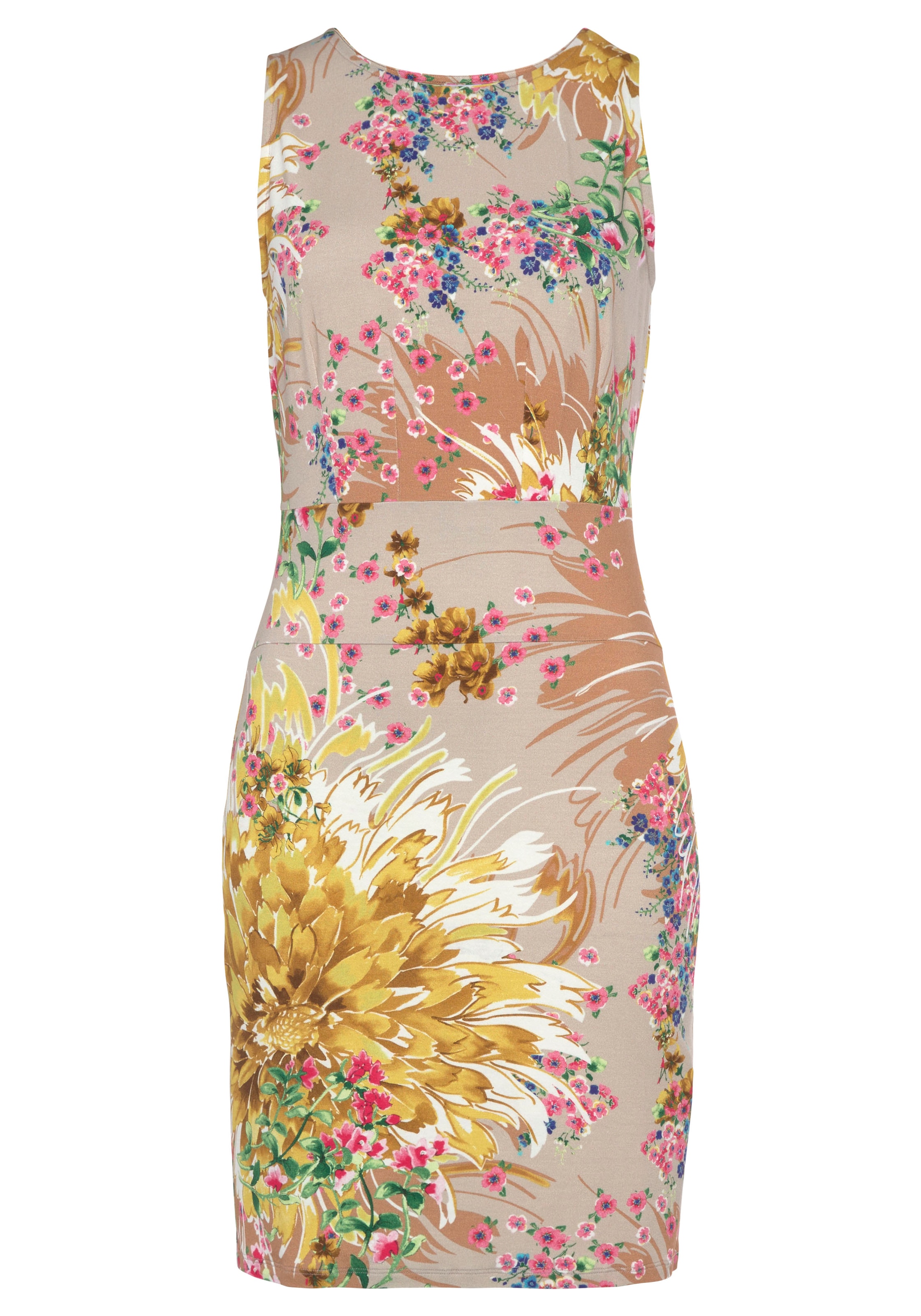 LASCANA Druckkleid, mit Blumendruck, figurbetontes Sommerkleid, Minikleid