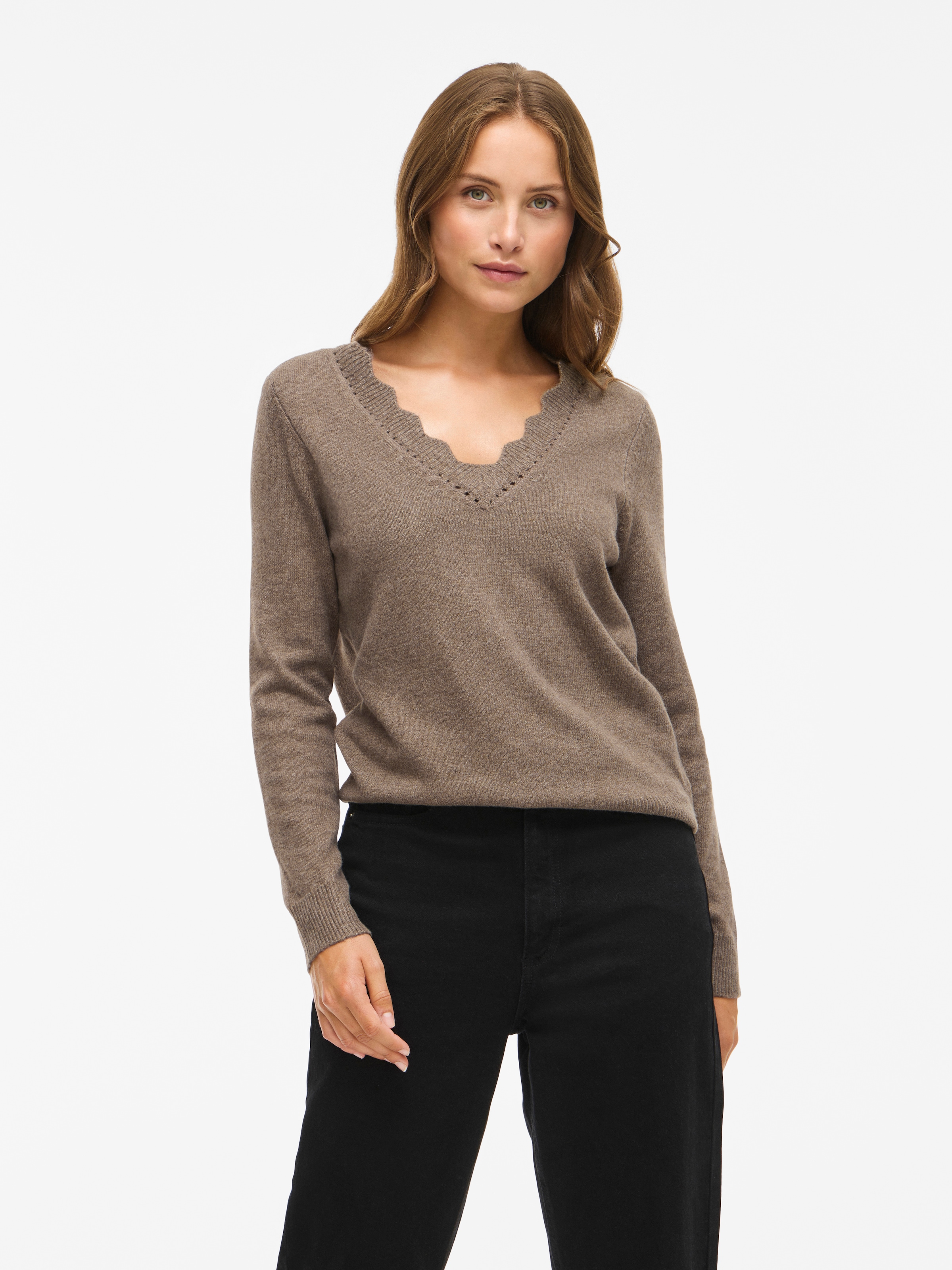 Vila Pull col V »VINIKOLINA V-NECK L/S KNIT TOP - NOOS«
