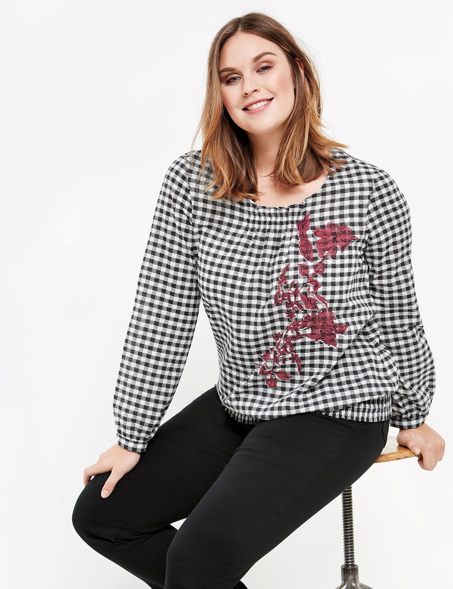 Bluse Langarm »Karierte Baumwoll-Bluse«