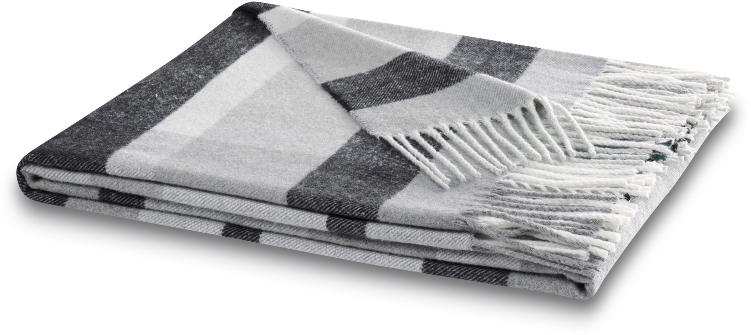 Image of Biederlack Plaid "Harmony" im modernen Karo-Look, mit Fransen