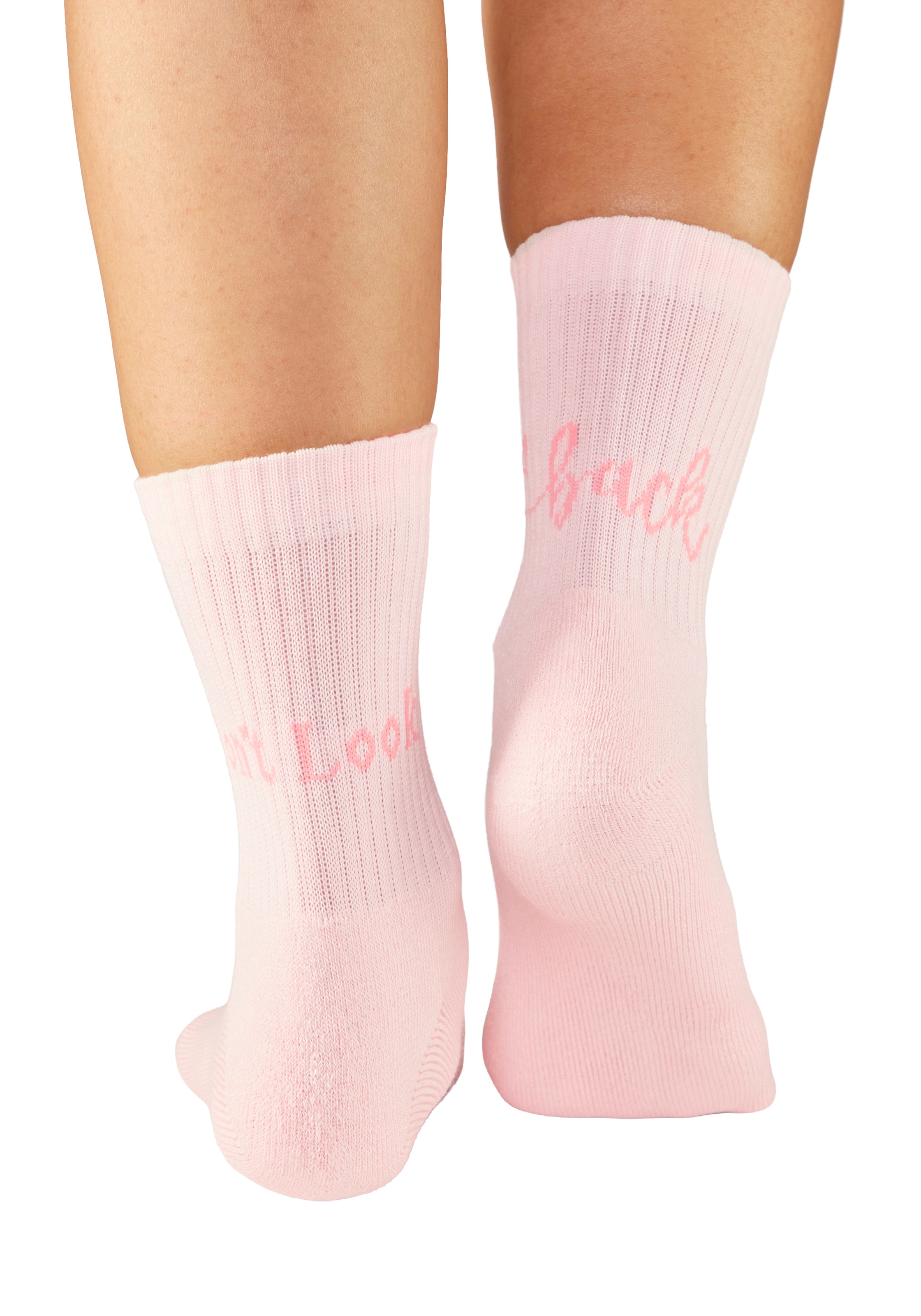 H.I.S Tennissocken »Damen Sportsocken daily socks« Packung, 7 Paar tlg. mit Fussfrottee und ansprechenden Schriftzügen