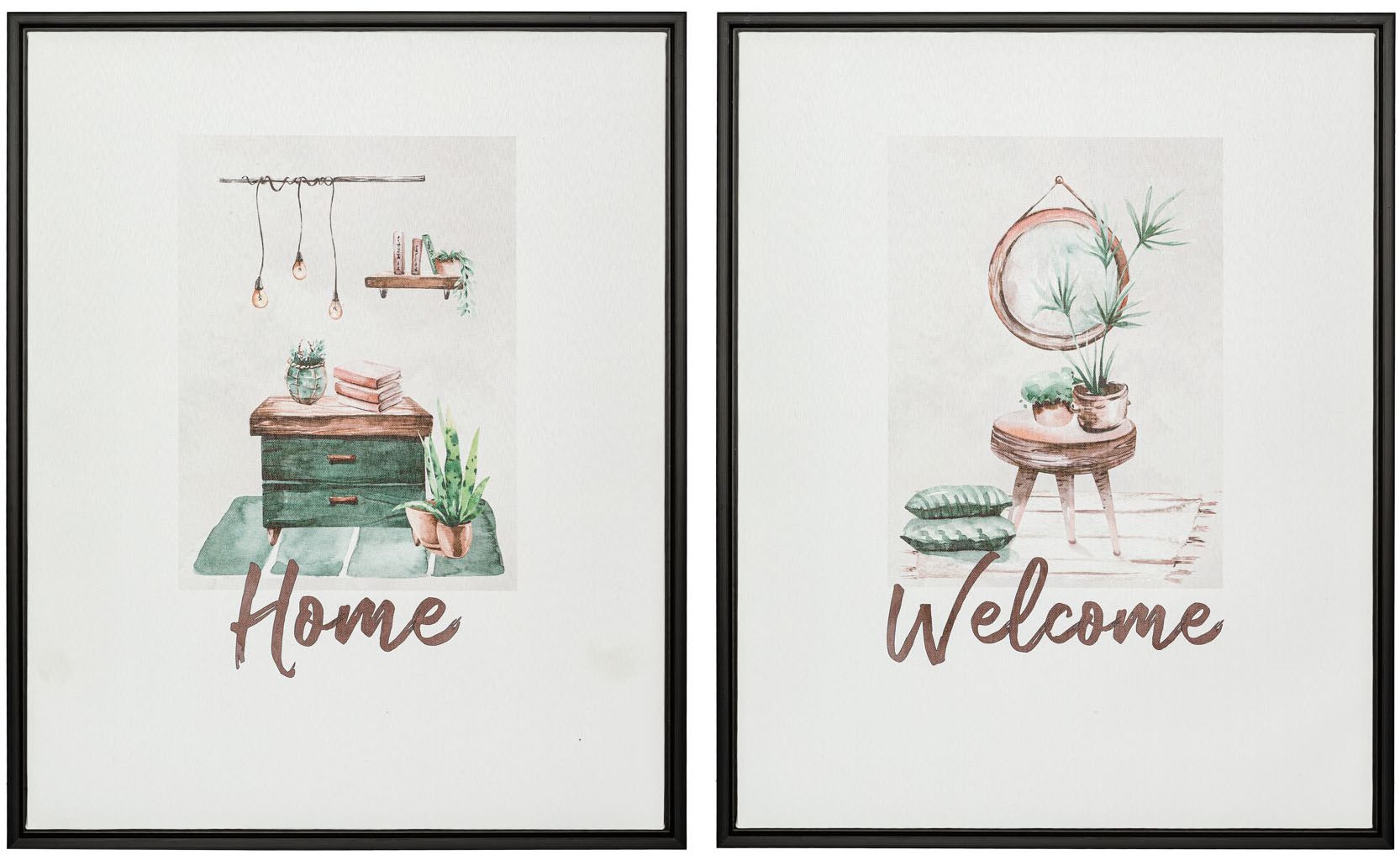 Image of Creativ home Bild mit Rahmen "Deko-Bild Home & Welcome" 2 Stk. tlg. in schöner Farbgebung