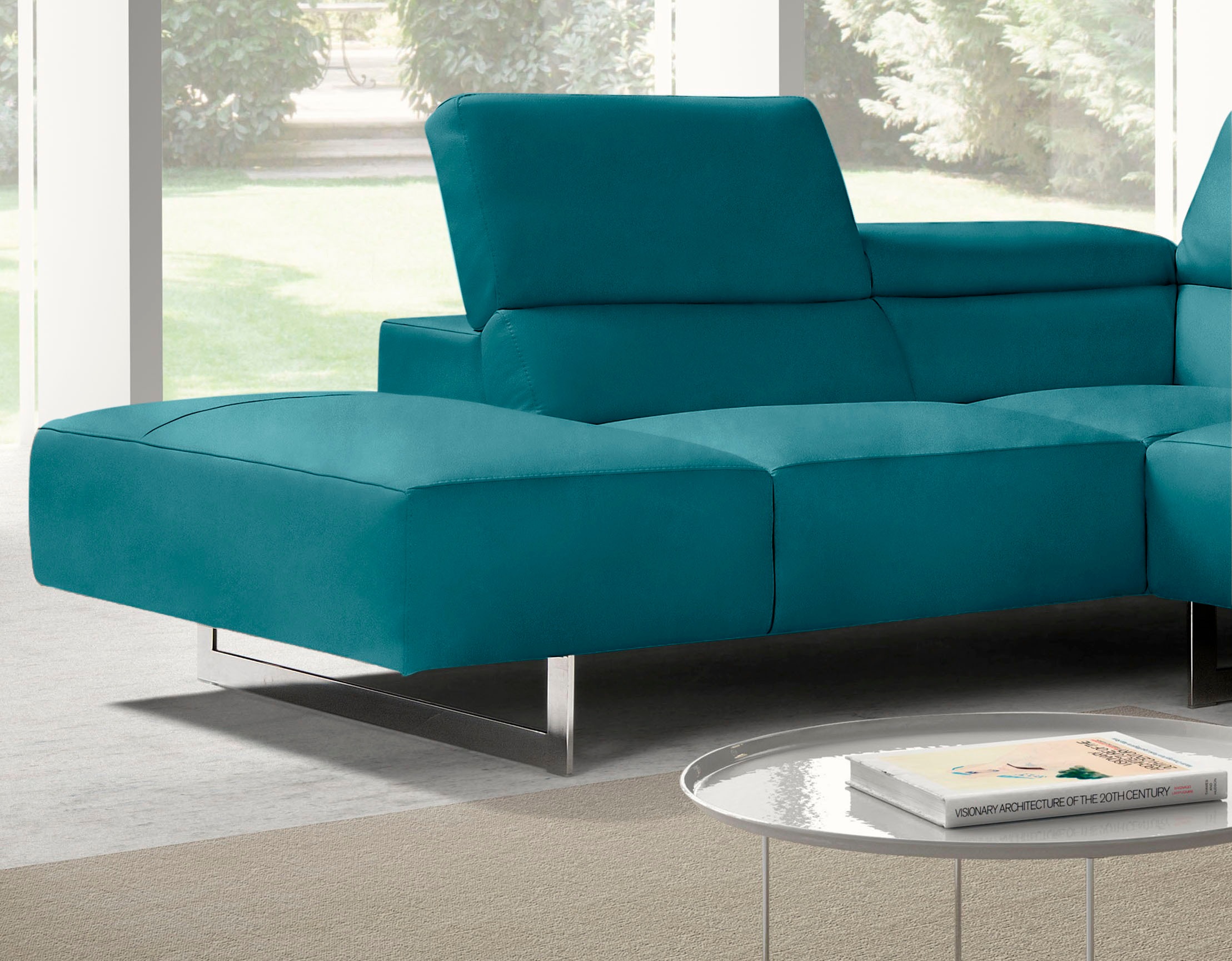 Egoitaliano Ecksofa »Malika, elegant und bequem, Designsofa, L-Form«, mit Ottomane, inkl. Kopfteilverstellung und chromfarbenen Metallfüssen