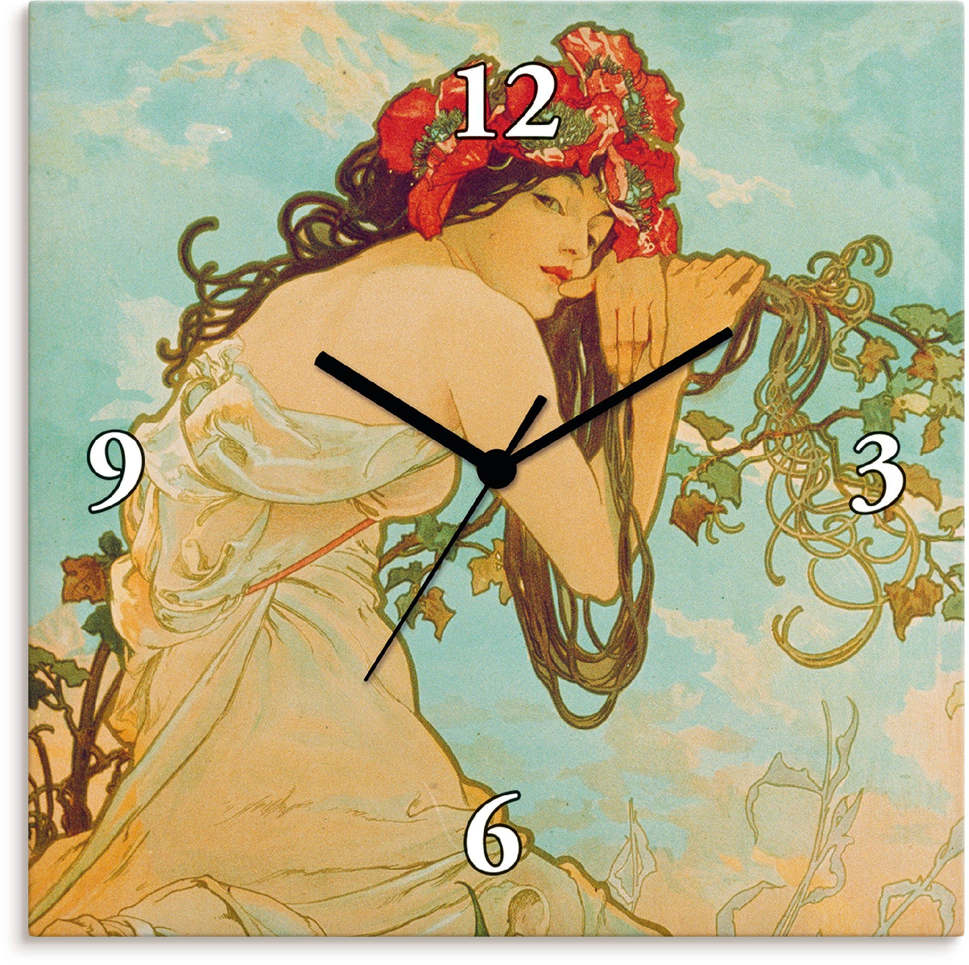 Image of Artland Wanduhr »Jahreszeiten: Sommer. 1896.«, lautlos, ohne Tickgeräusche, nicht tickend, geräuschlos - wählbar: Funkuhr o. Quarzuhr, moderne Uhr für Wohnzimmer, Küche etc. - Stil: modern bei Ackermann Versand Schweiz