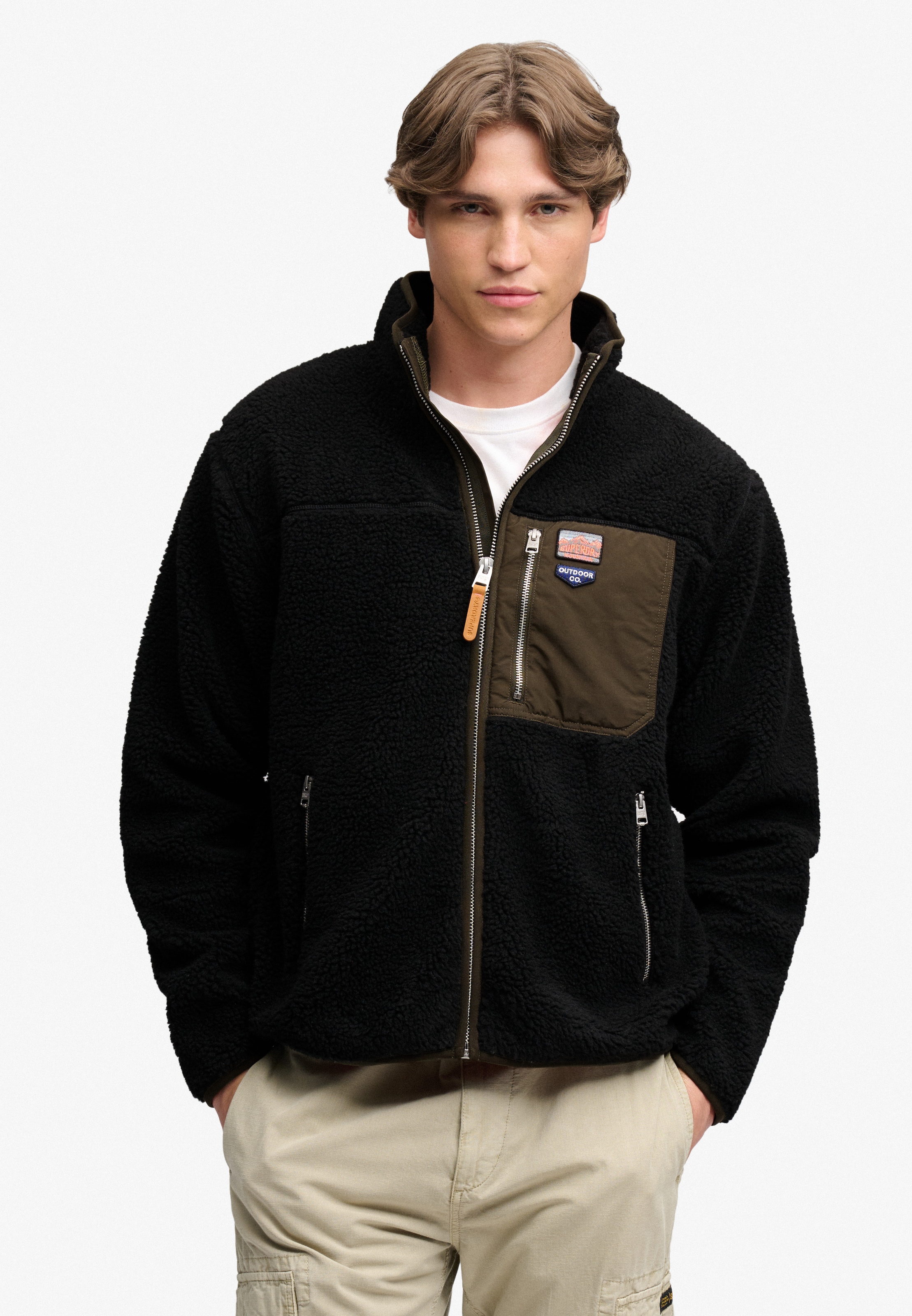 Image of Superdry Sweatjacke "VINTAGE RETRO FULL ZIP FLEECE" Kunstfaser, relaxed fit