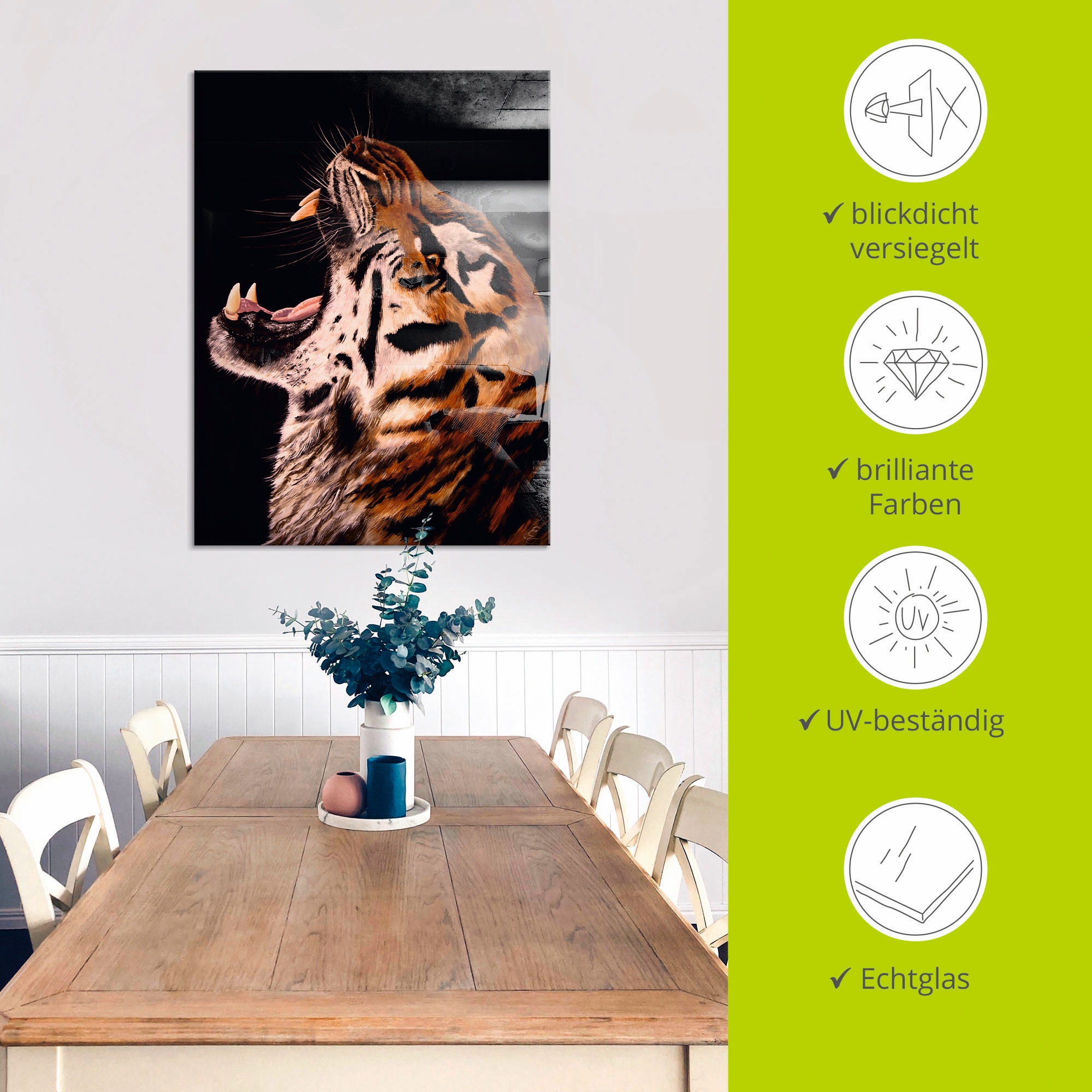 Artland Glasbild »Tiger«, Wildtiere, (1 St.), in verschiedenen Grössen