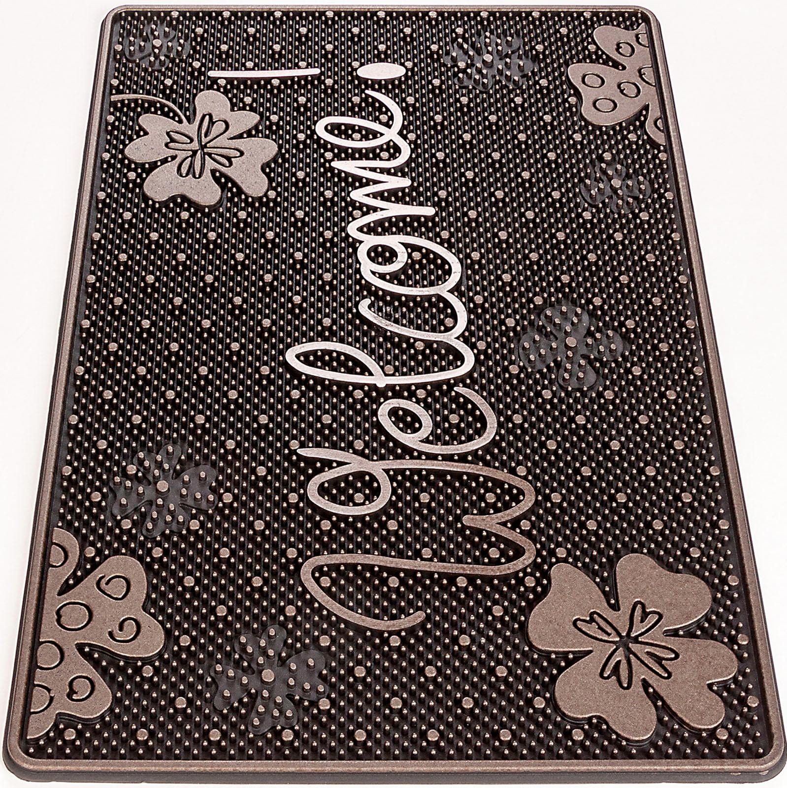 Home2Fashion Fussmatte »SC Clean Lucky, Welcome, LAGERRÄUMUNG!«, rechteckig, 8 mm Höhe, Schmutzfangmatte, mit Spruch, robust, In- und Outdoor geeignet