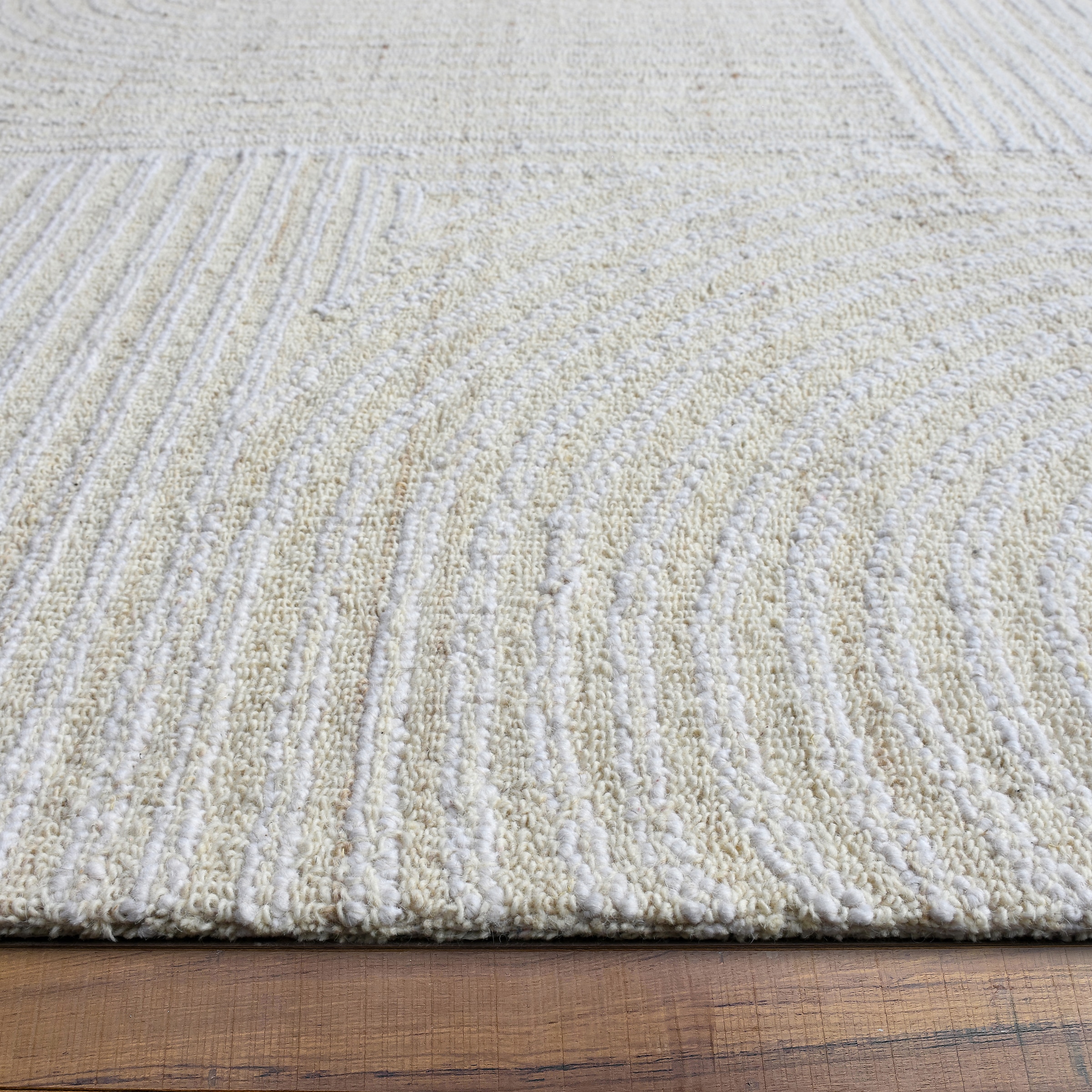 my home Wollteppich »Brevik, handgefertigt, Wolle, Hoch-Tief-Struktur« rechteckig 11 mm Höhe einfarbig, Wolle, Teppich, Wohnzimmer, Schlafzimmer, Esszimmer