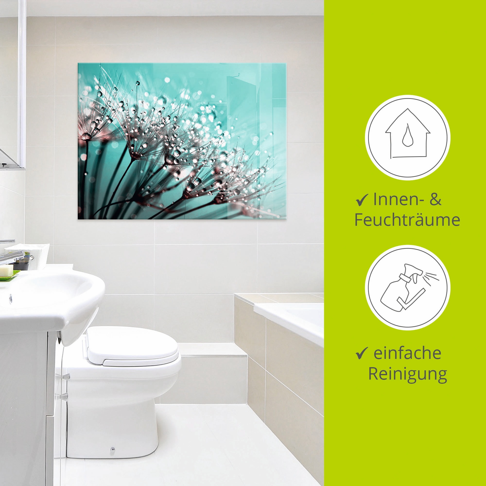 Artland Tableau en verre »Glitzernde Pusteblume I« 1 cuis tlg. in verschiedenen Grössen