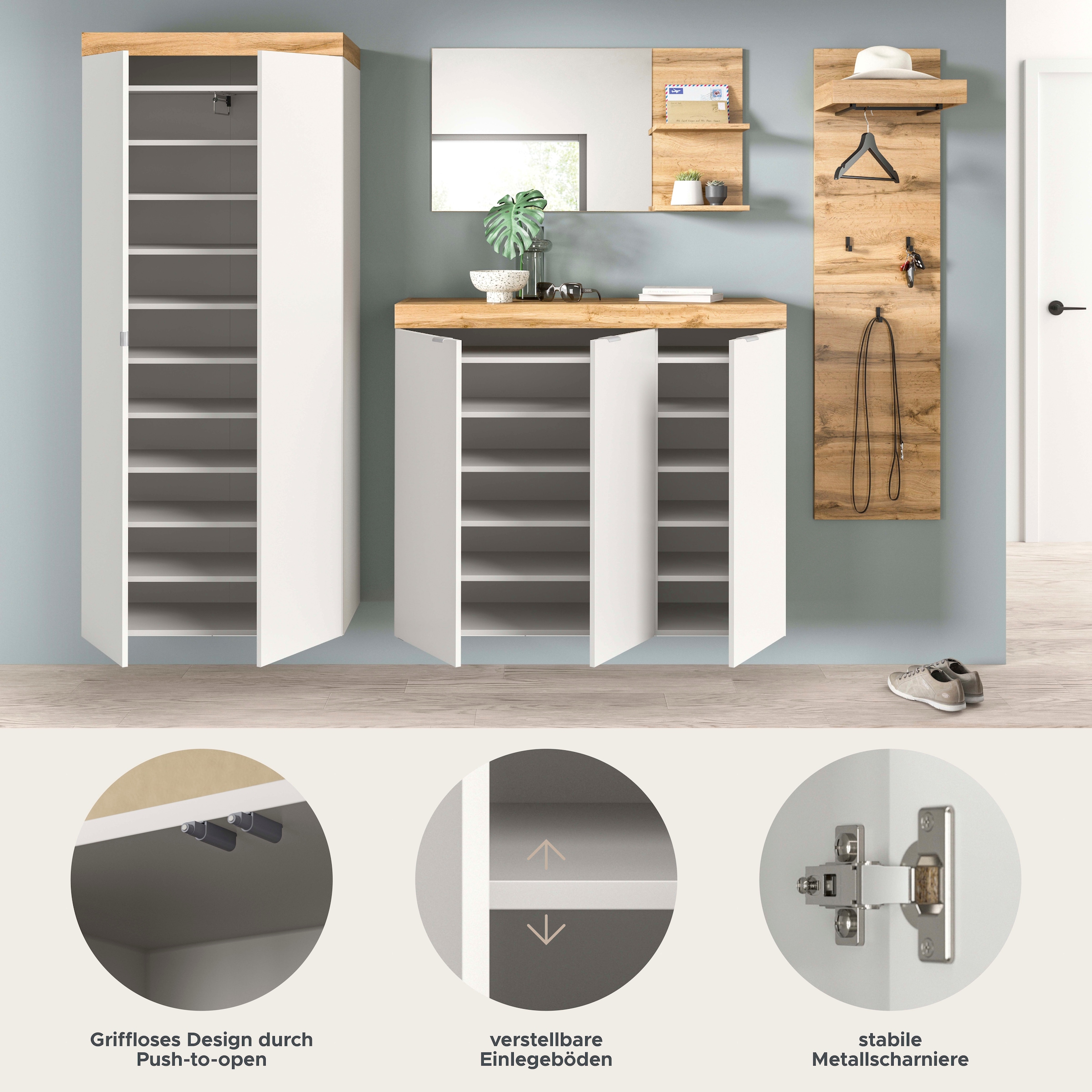GOODproduct Garderoben-Set »MAMBO II, 4-teilig, TOPSELLER!, hängend oder stehend montierbar« 4 Stk. tlg.