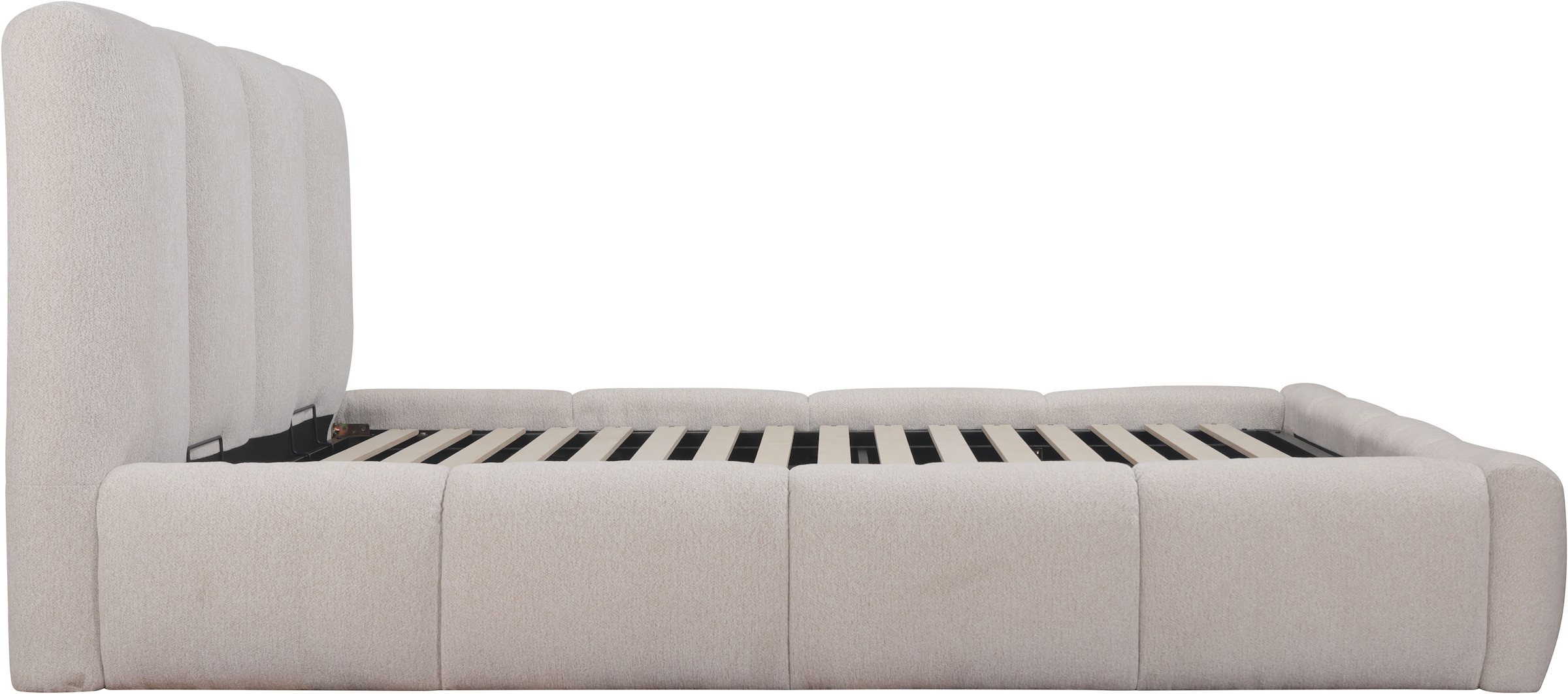 GOODproduct Lit rembourré »MERLINDA, Stauraumbett mit Lattenrost und Bettkasten, Chenille-Bezug« tête de lit et cadre fortement rembourrés, surface de couchage 140x200 / 180x200 cm