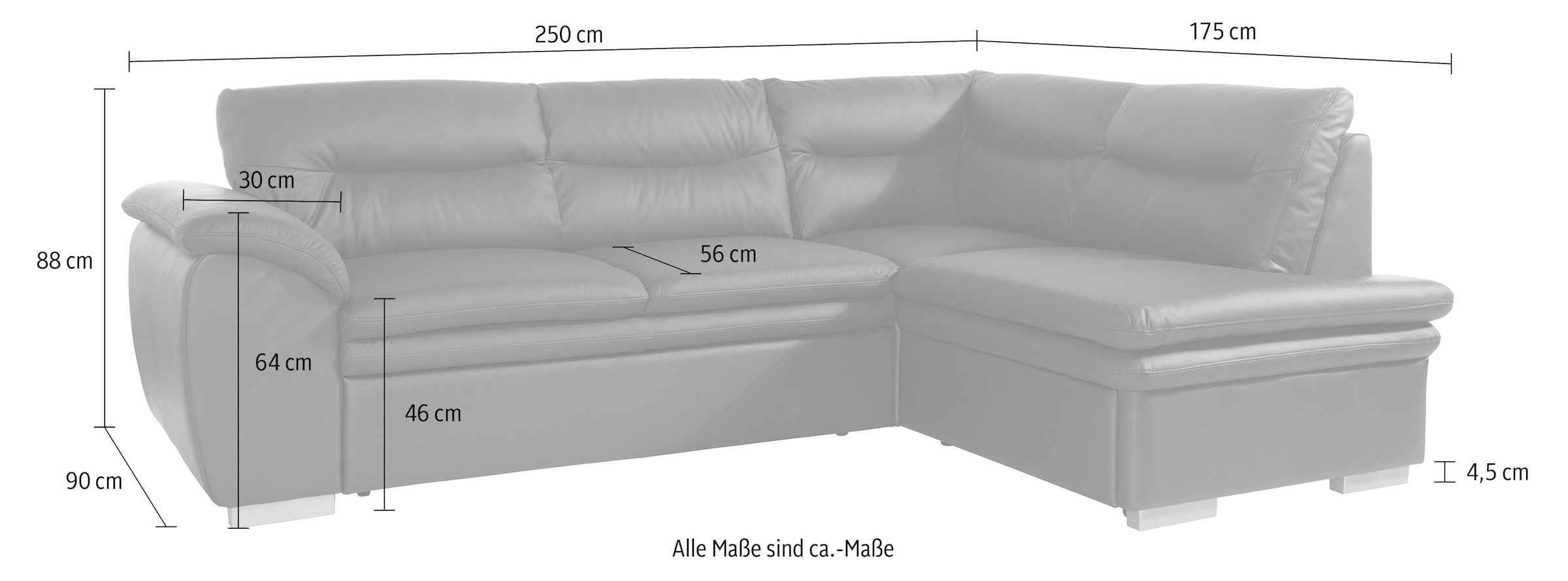 COTTA Ecksofa »Leandra L-Form«, wahlweise mit Bettfunktion & Bettkasten