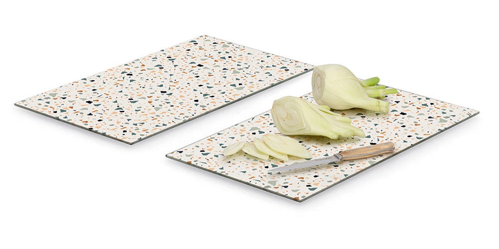 Image of Zeller Present Schneidebrett "Herdabdeck-/Schneideplatten-Set "Terrazzo", 2-tlg." Moderne Platte aus Sicherheitsglas