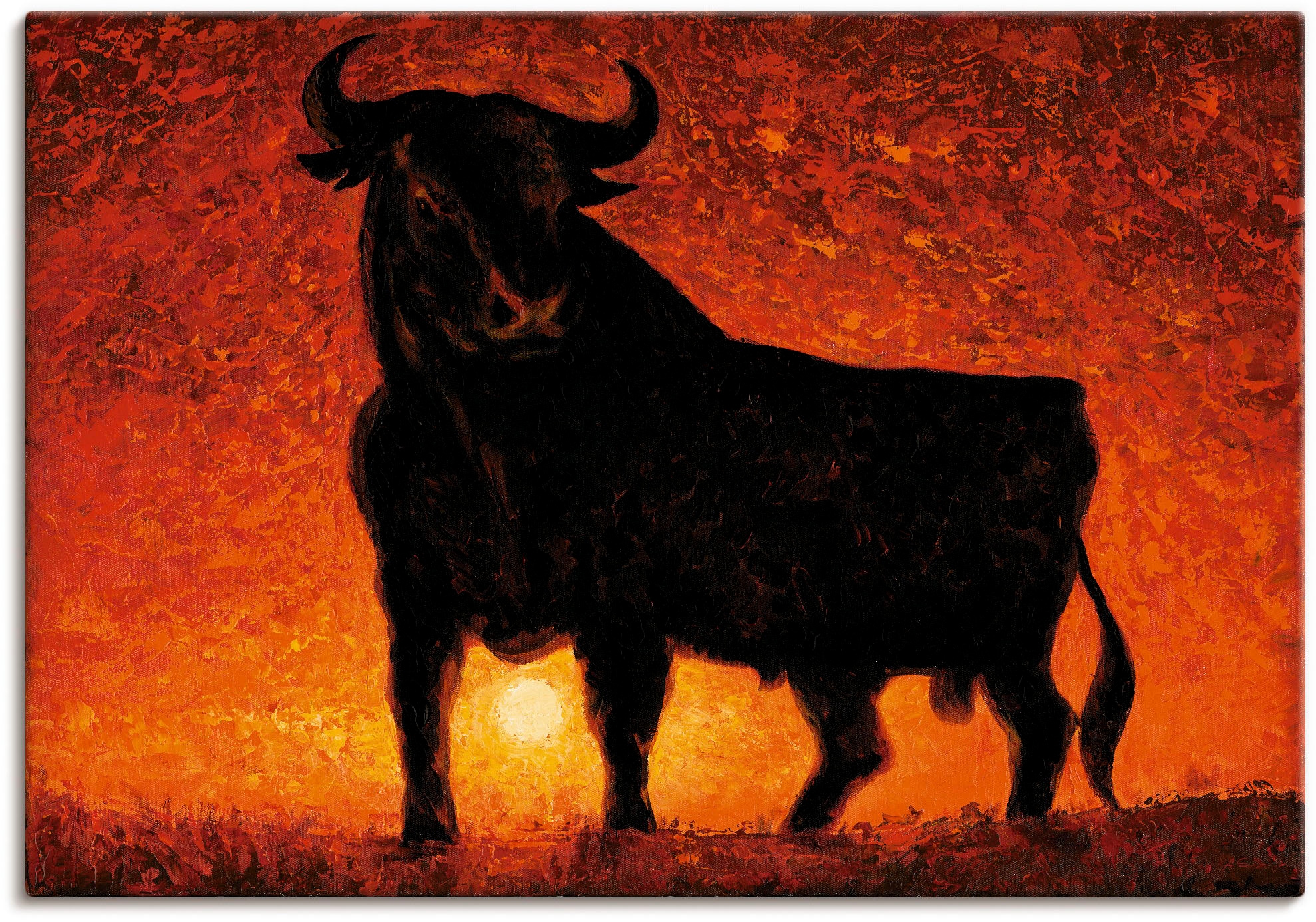 Image of Artland Leinwandbild "Andalusischer Stier" Wildtiere 1 Stk. tlg. auf Holzrahmen gespannt