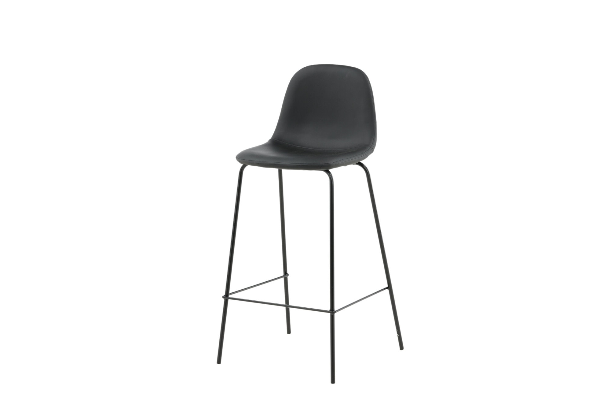 Venture Home Barhocker »Polar, 2er-Set Barhocker in Schwarz-PU, luxuriös, 150 kg belastbar« 2 Stk. tlg. Tresenstuhl, Lederlook, schwarze Metallbeine, Fussstütze, edel