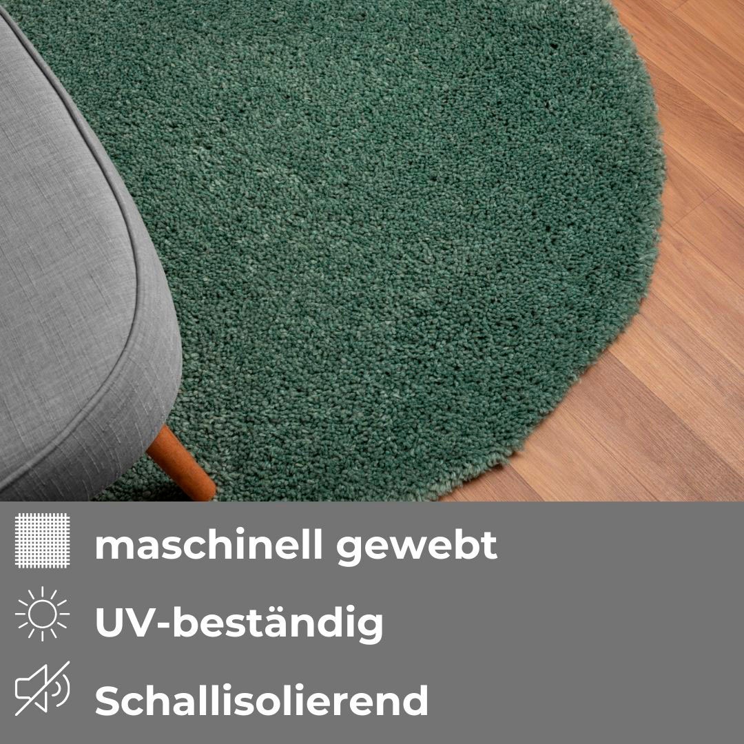 my home Teppich »Banji«, rund, 37 mm Höhe, Uni Farben, weich und flauschig, auch als rechteckig erhältlich