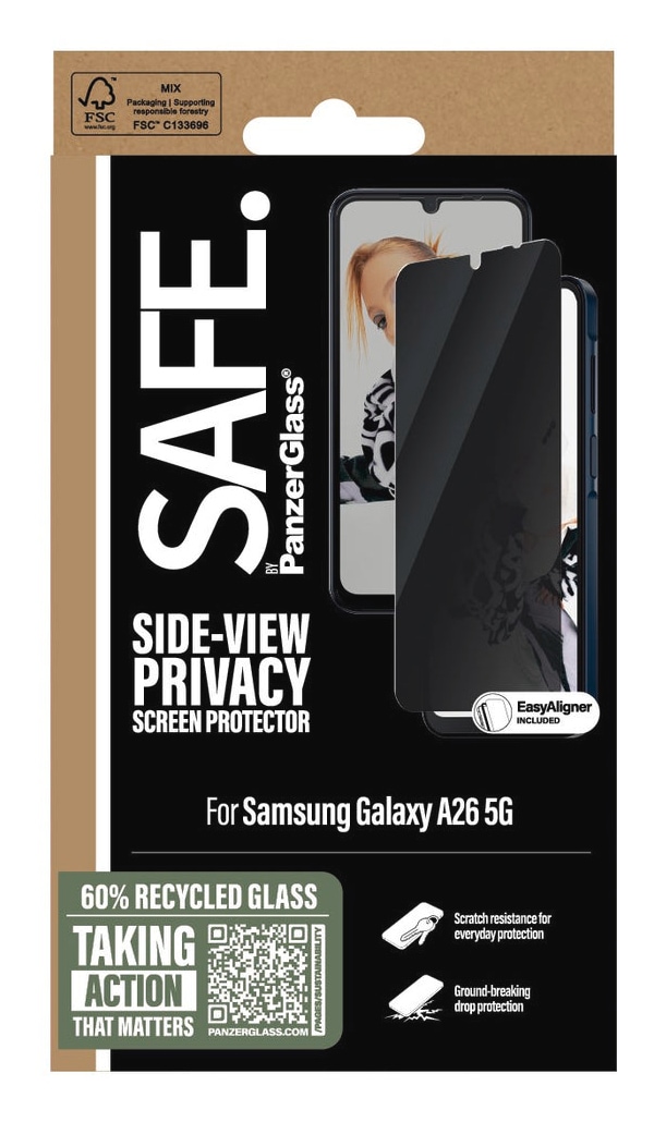 SAFE by PanzerGlass Displayschutzglas »Side-View Privacy Screen Protection«, für Samsung Galaxy A26 5G, Displayschutzfolie, Blickschutz, Bildschirmschutz, kratz- & stossfest