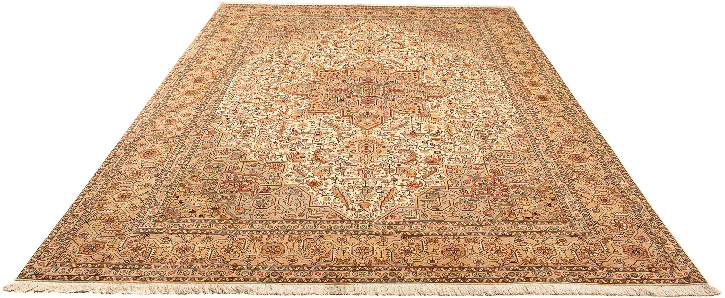 Image of morgenland Orientteppich »Perser - Täbriz - Royal - 344 x 251 cm - hellbraun«, rechteckig, 7 mm Höhe, Wohnzimmer, Handgeknüpft, Einzelstück mit Zertifikat bei Ackermann Versand Schweiz