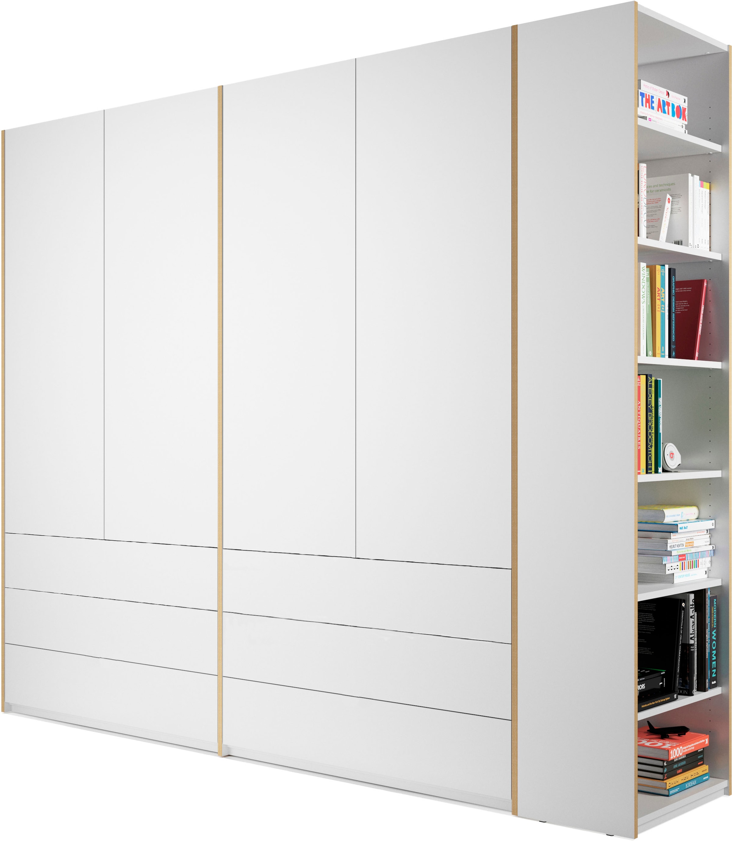 Müller SMALL LIVING Kleiderschrank »Modular Plus Variante 4«, 6 Schubladen, Anbauregal wahlweise links oder rechts montierbar