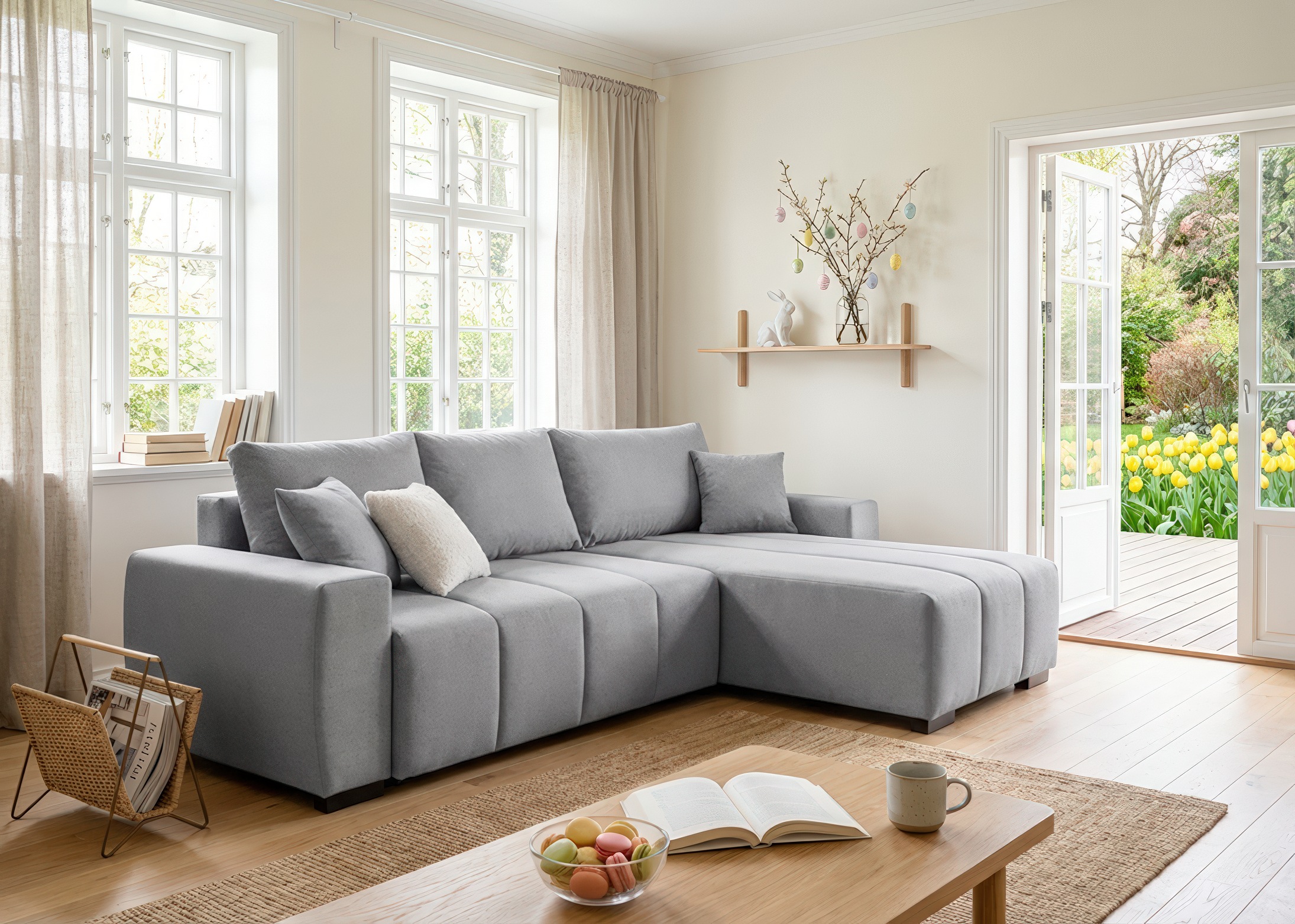 Image of Home affaire Ecksofa "Bello L-Form, B: 256 cm" Bettfunktion, Bettkasten & 2 Zierkissen, Federkern