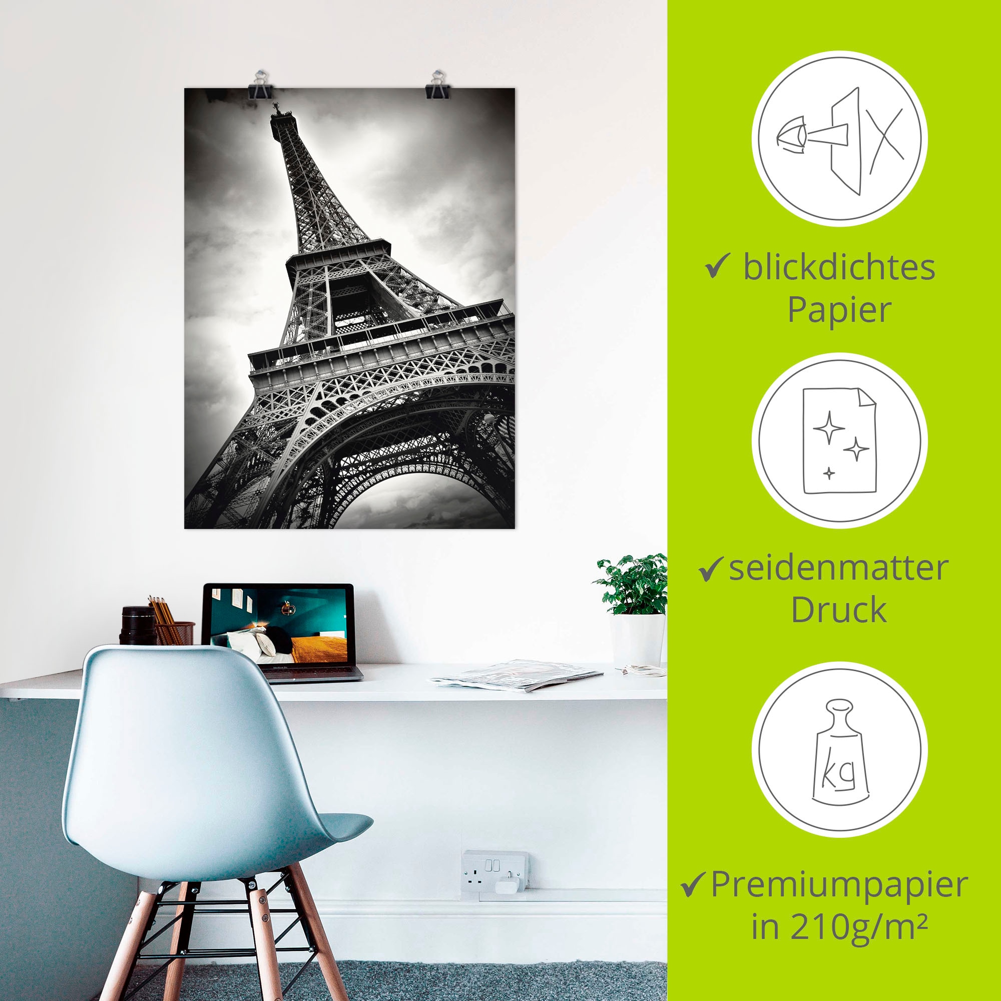 Artland Wandbild »Eiffelturm Paris« Gebäude 1 Stk. tlg. als Leinwandbild, Poster in verschied. Grössen