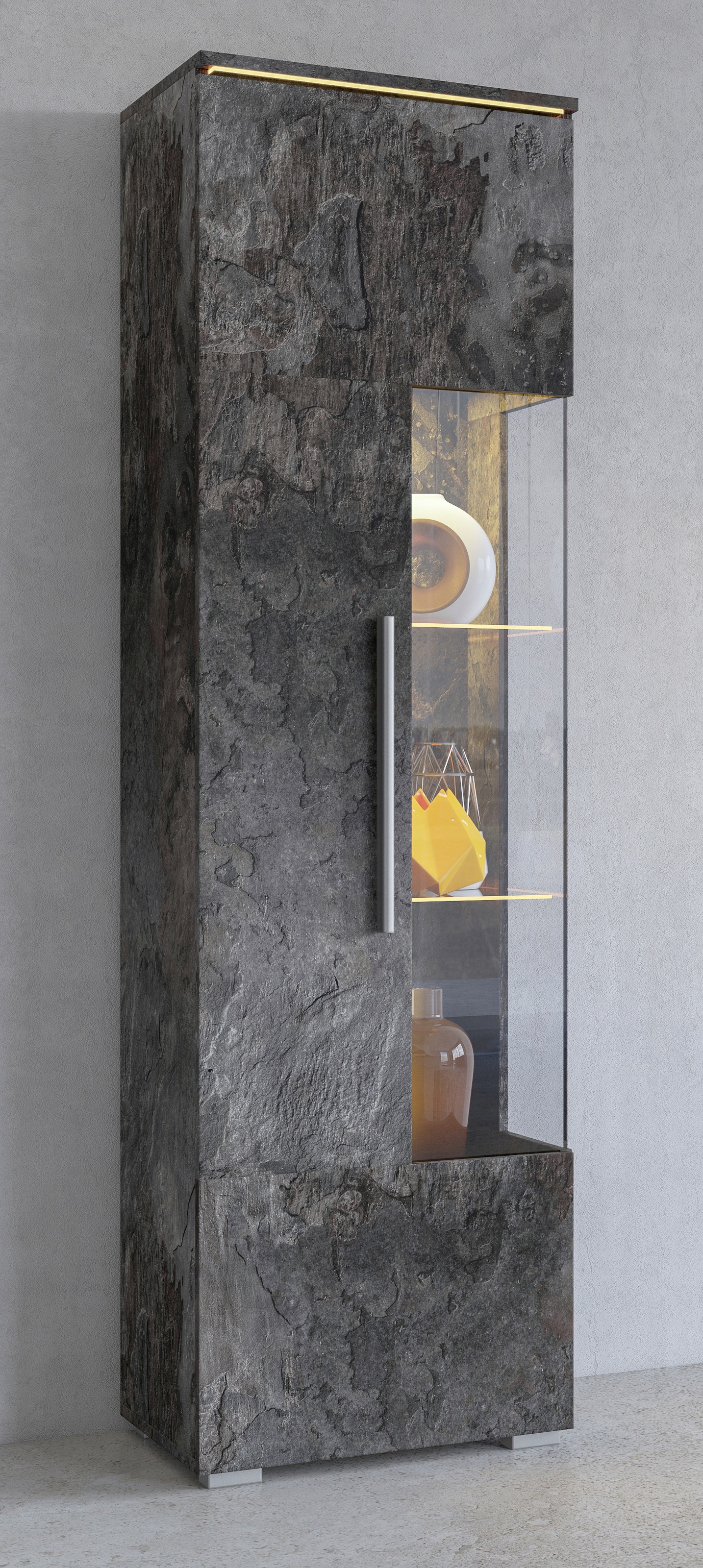 Image of GOODproduct Vitrine "India,Höhe 160cm stilvolle Glasvitrine mit verstellbare Glasböden" Standvitrine 1Trg, viel Stauraum ohne Beleuchtung