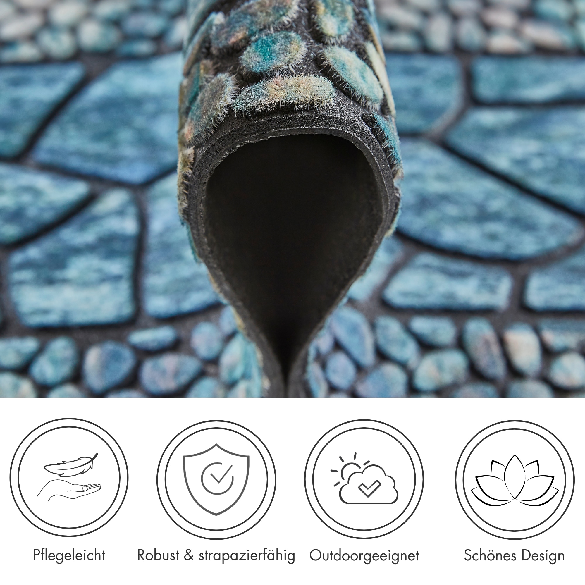 Andiamo Stufenmatte »Outdoor, 2er Set« rechteckig 6 mm Höhe Outdoor-Stufenmatten, Stein Motiv, Gartenbereich, Aussenbereich