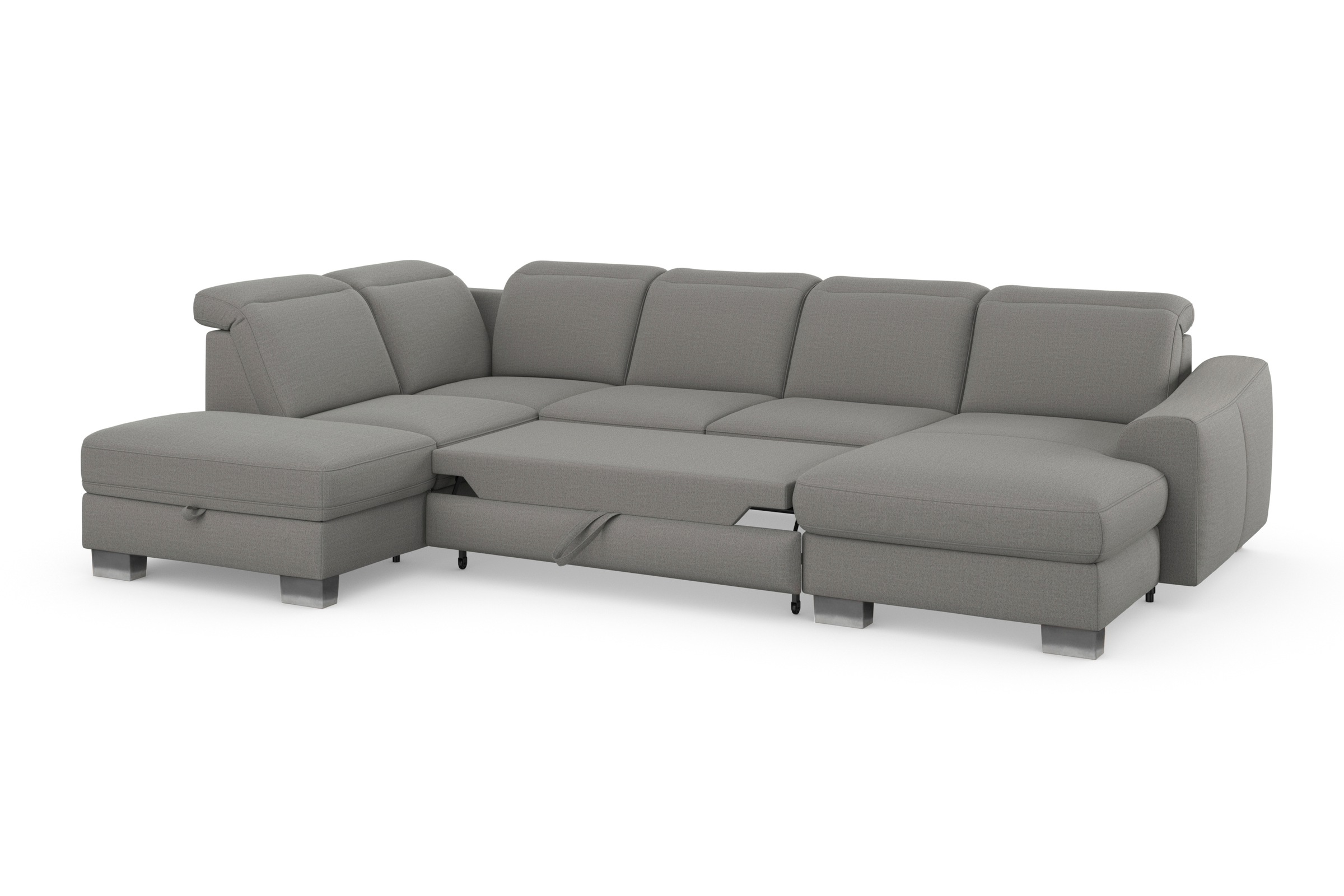 sit&more Wohnlandschaft »Dundee U-Form«, mit Federkern und Edelstahlfüssen, wahlweise mit Kopfteilverstellung