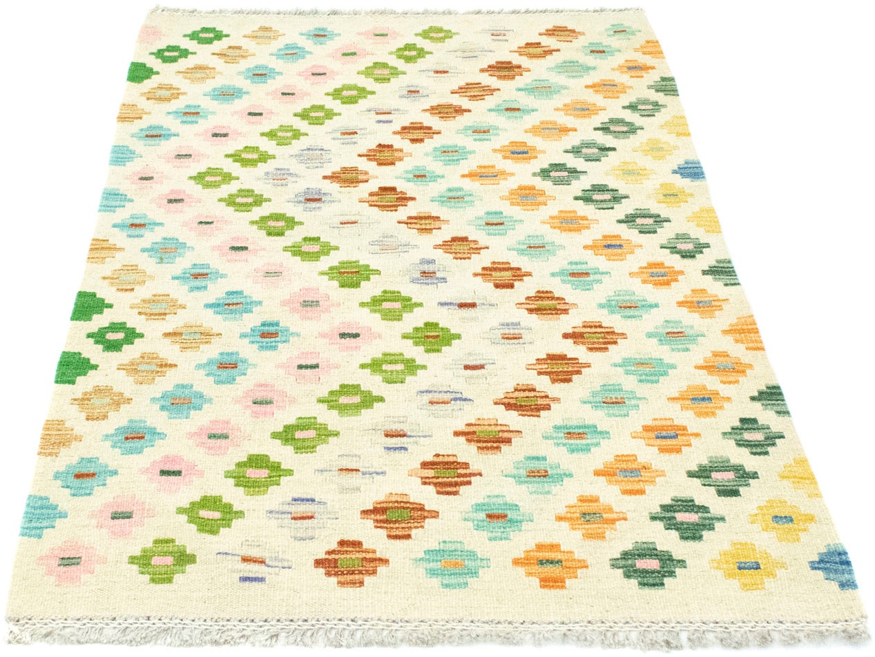 Image of morgenland Wollteppich »Kelim Afghan Teppich handgewebt beige«, rechteckig, 5 mm Höhe, Kurzflor bei Ackermann Versand Schweiz