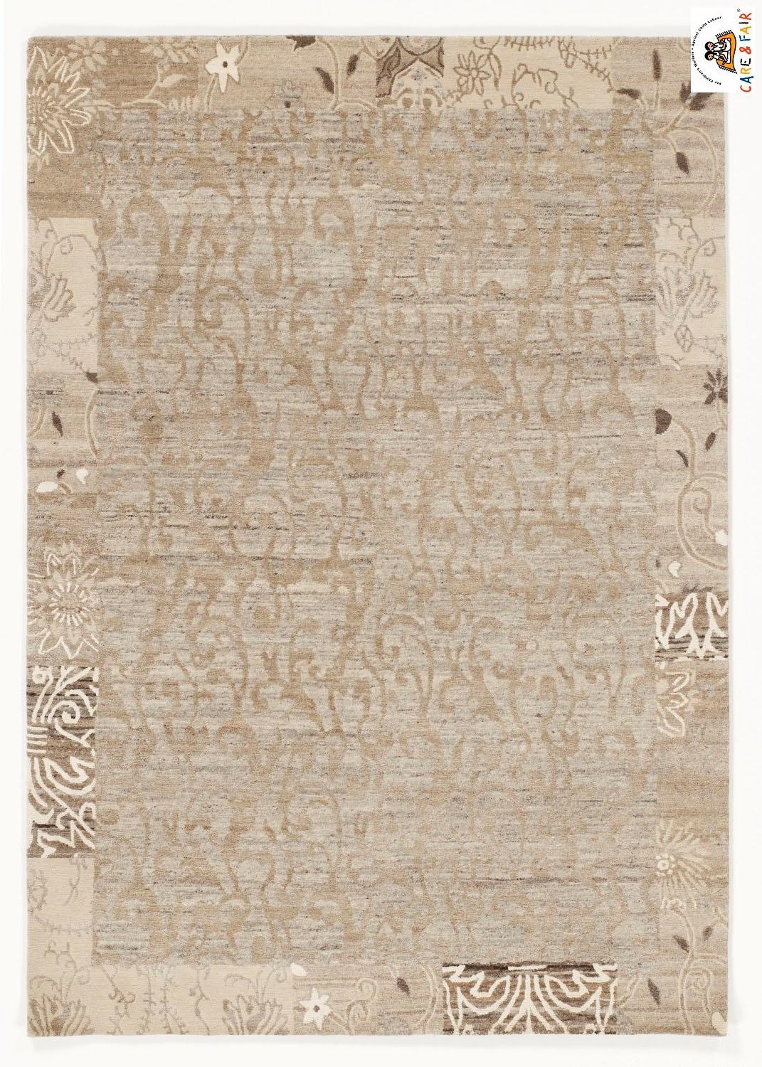 Image of OCI DIE TEPPICHMARKE Teppich "SilkNatini Border" rechteckig 20 mm Höhe handgeknüpft, echter Nepal, Wolle/Seide, Wohnzimmer