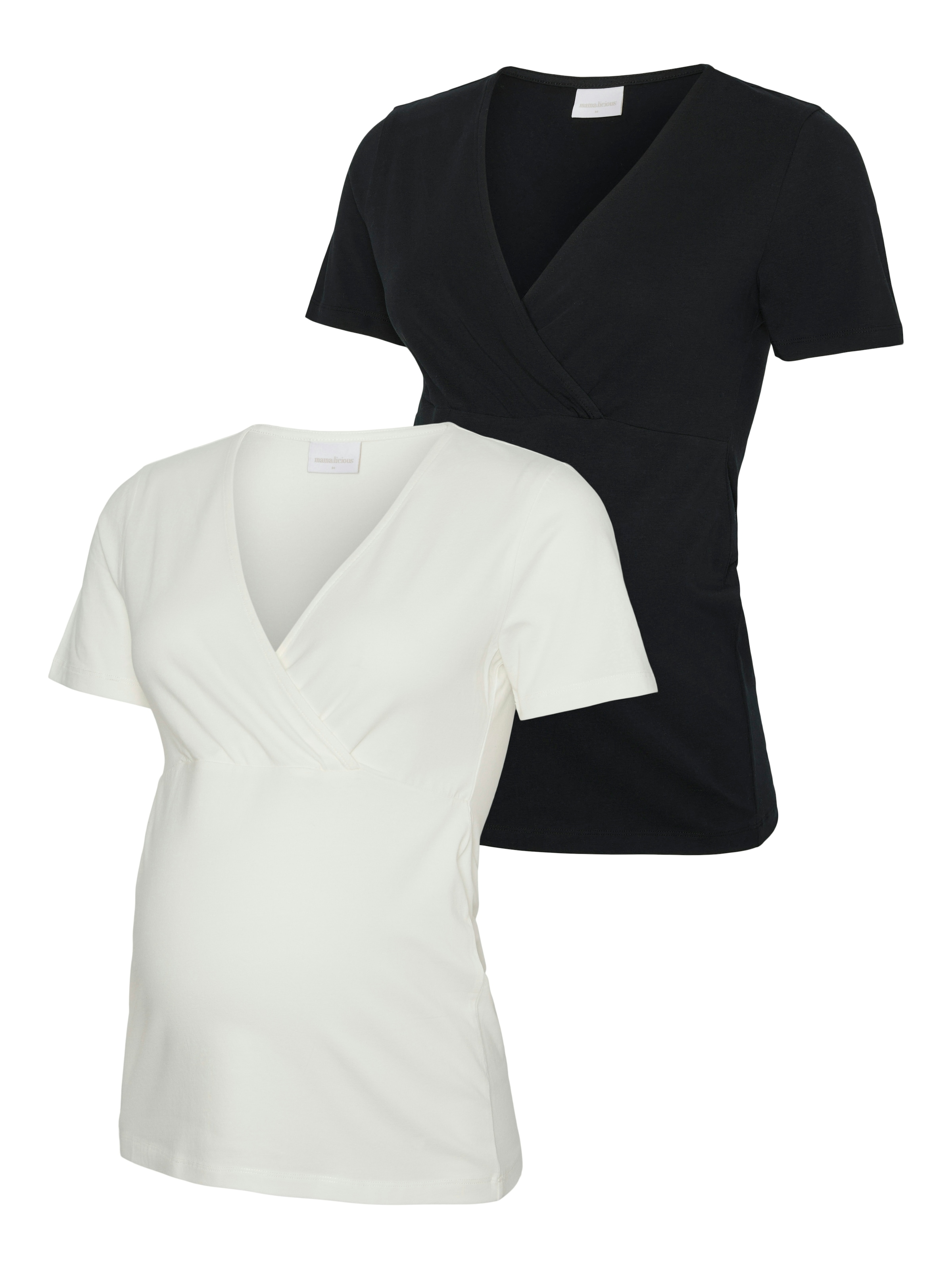 Image of Mamalicious Umstandsshirt "MLKERRIE TESS SS JRS TOP 2F 2-P NOOS" Packung, 2 tlg. Baumwollmischung, sehr figurbetont