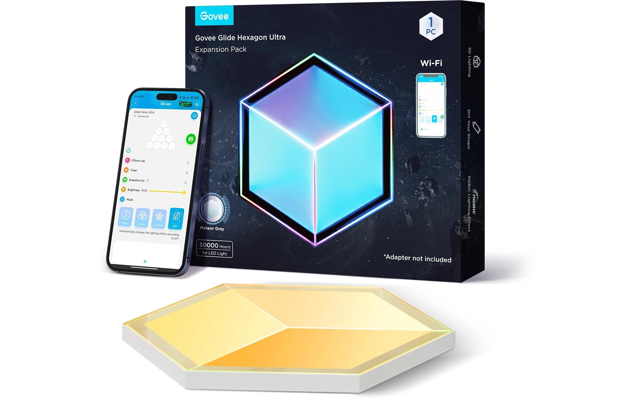 Govee LED Deckenleuchte »Glide Hexa Ultra Erweiterung 1 Stück«, 7 flammig