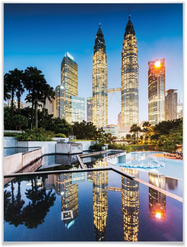 Poster »Petronas Towers Nacht«, Gebäude, (1 St.), Poster ohne Bilderrahmen