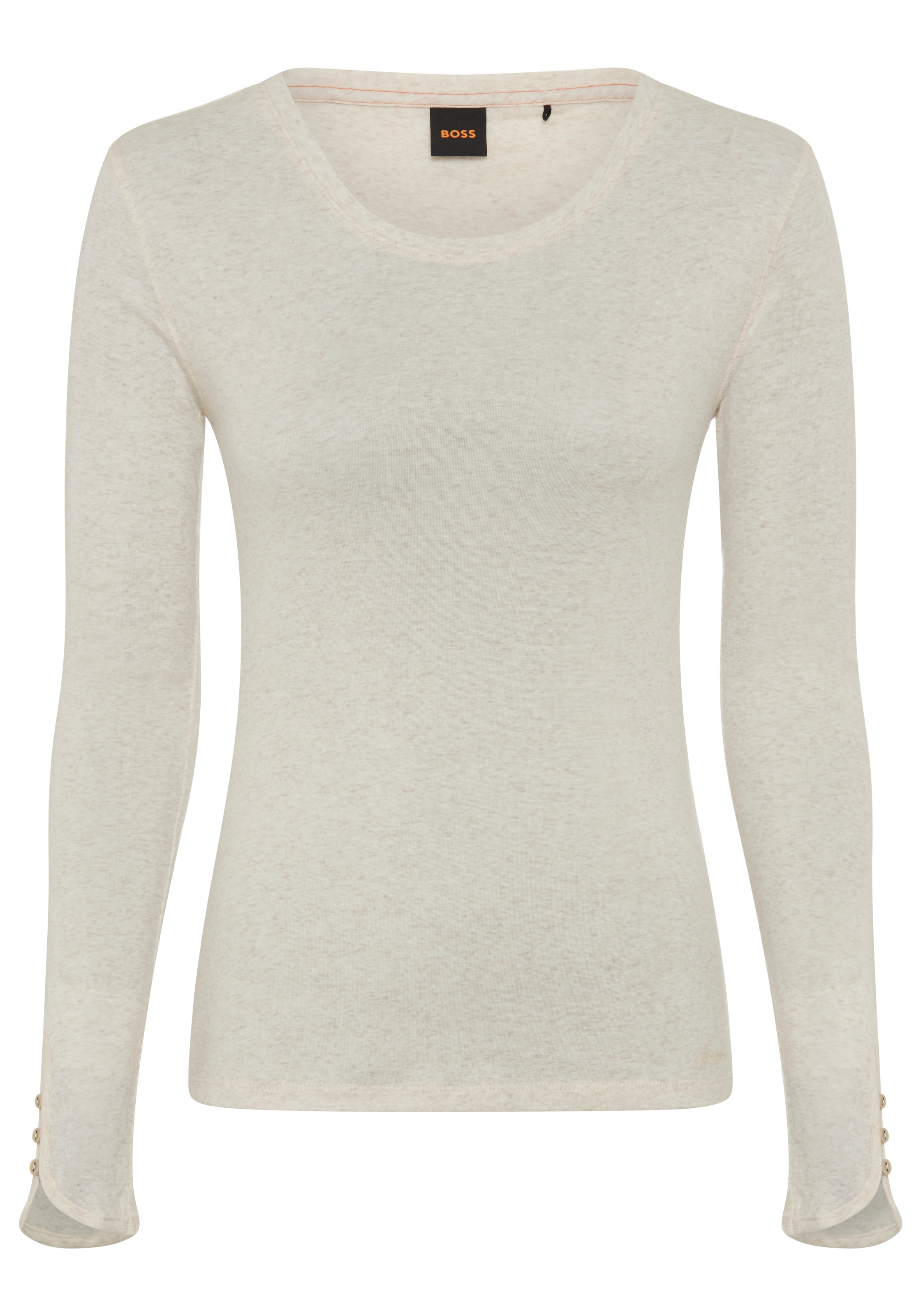 Image of BOSS ORANGE Langarmshirt "Edeline Premium Damenmode" mit geknöpften Ärmeln, Slim Fit